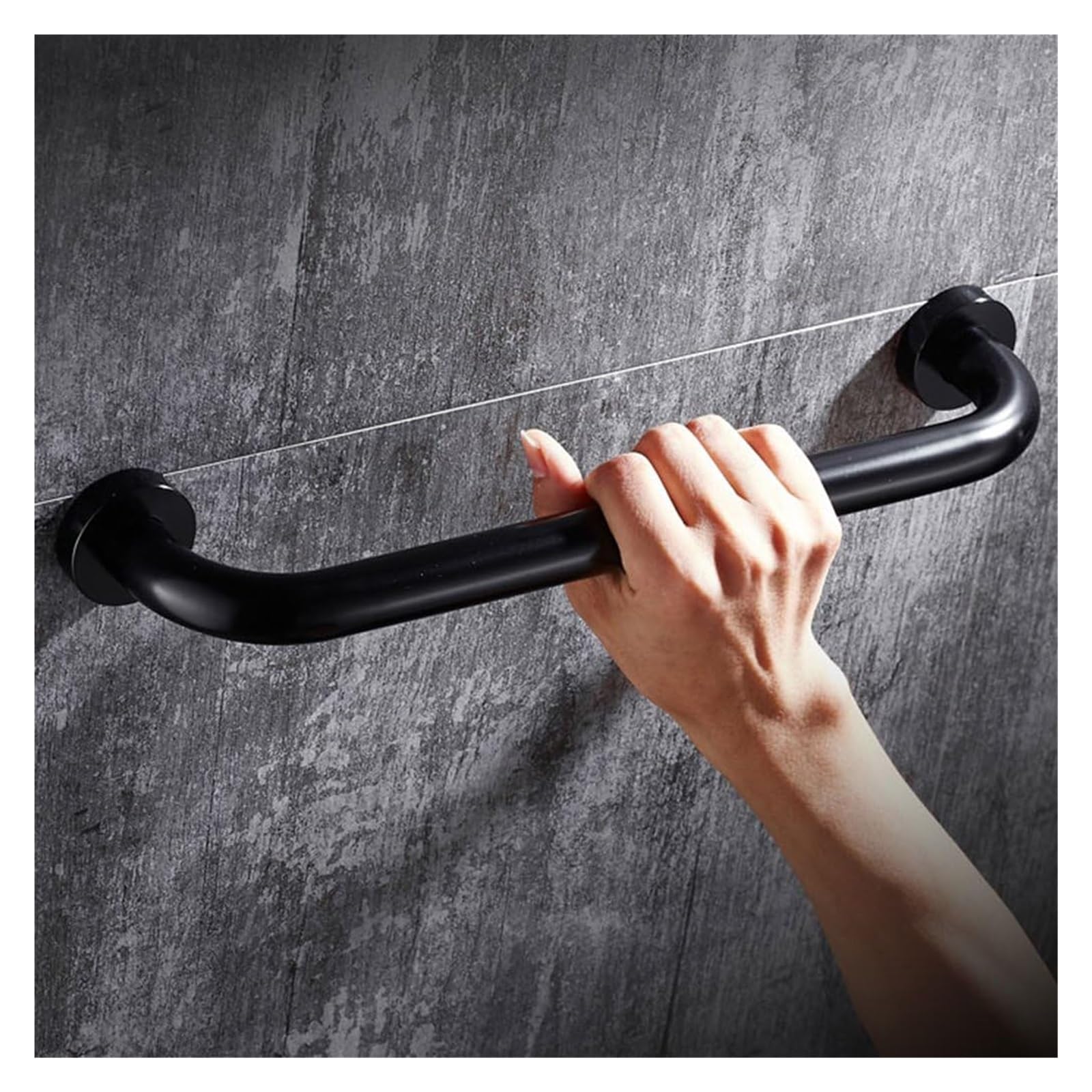 Aluminium-Handlauf-Set 90 Cm – Schwarz Pulverbeschichtet, Inkl. Halterungen, Für Innen & Außen