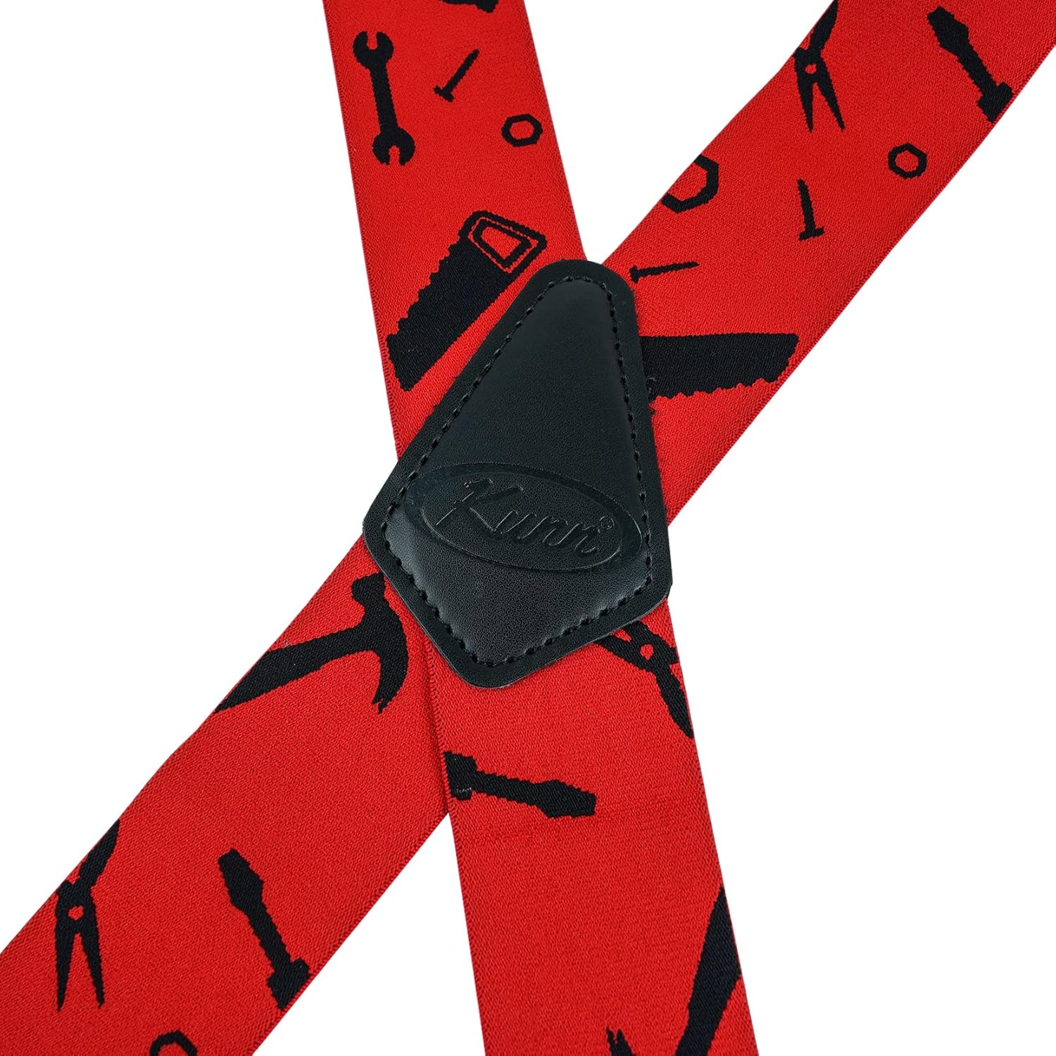 KUNN Mens Suspenders X-Back 2 Inch Wide Elastic Suspender Heavy Duty Clips Work Suspenders - Image 3