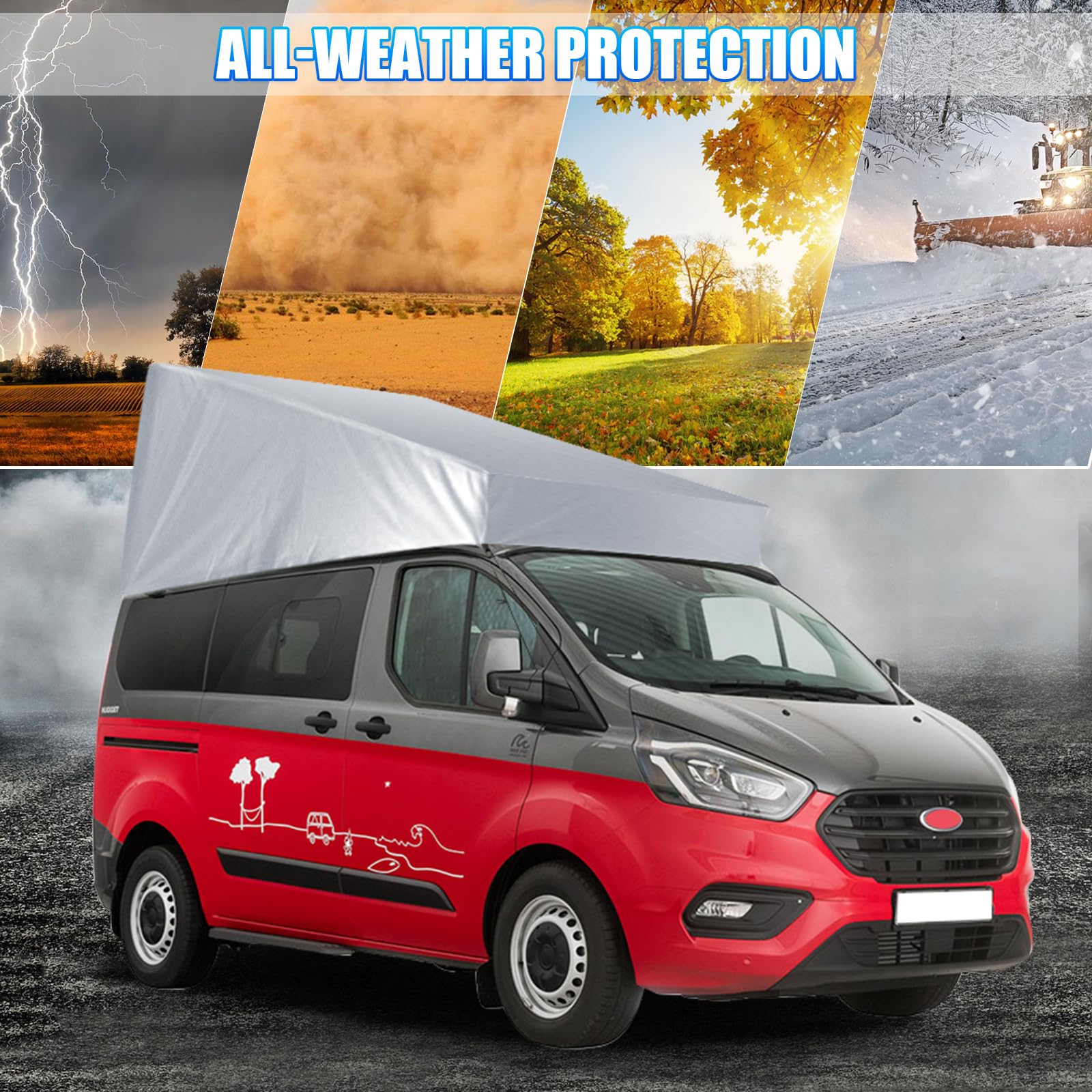 Protezione del Tetto Sollevabile Sostituzione per Ford Transit Custom, Tenda da Tetto per Camper con Protezione dalle Intemperie per Tetto a Scomparsa, Non Adatto per Tetti Ristrutturati