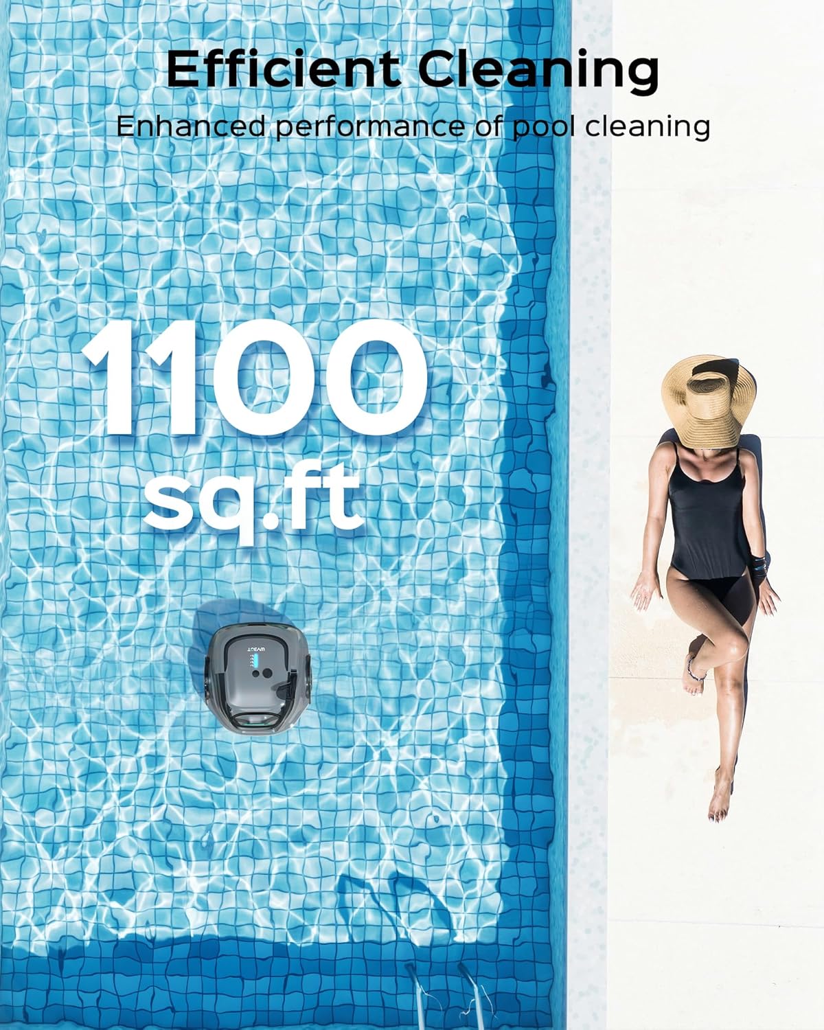 WYBOT A1 Robotic Pool Cleaner–Dual-Layer Filtration, Powerful Suction,130-Min Runtime, Powerful Cordless Pool Vacuum for Above-Ground & Flat Pools up 1100 Sq.ft.,4 Cleaning Modes (Deep Grey Green)