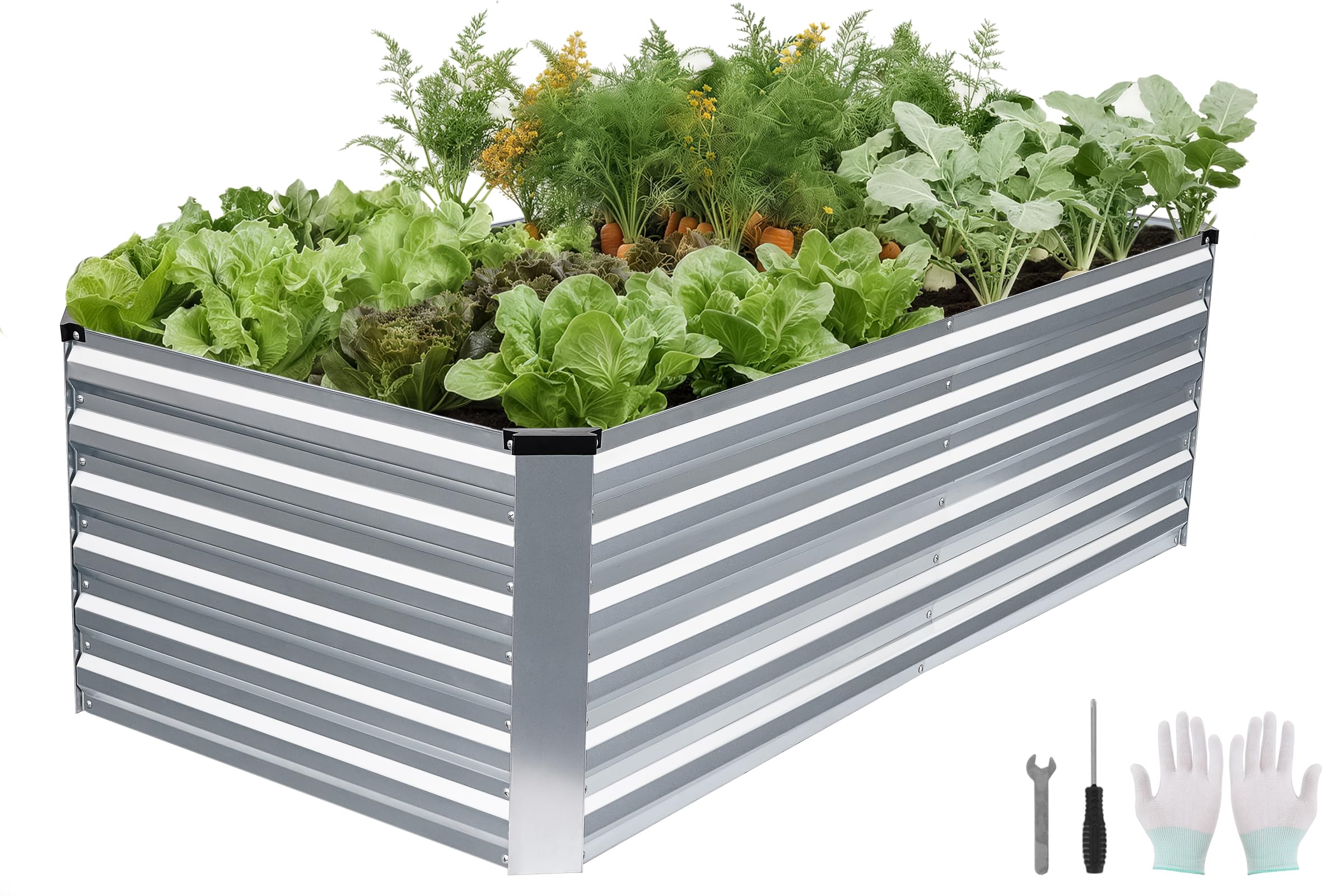 STBoo Galvanized Raised Garden Bed 180x90x60cm (Silver)