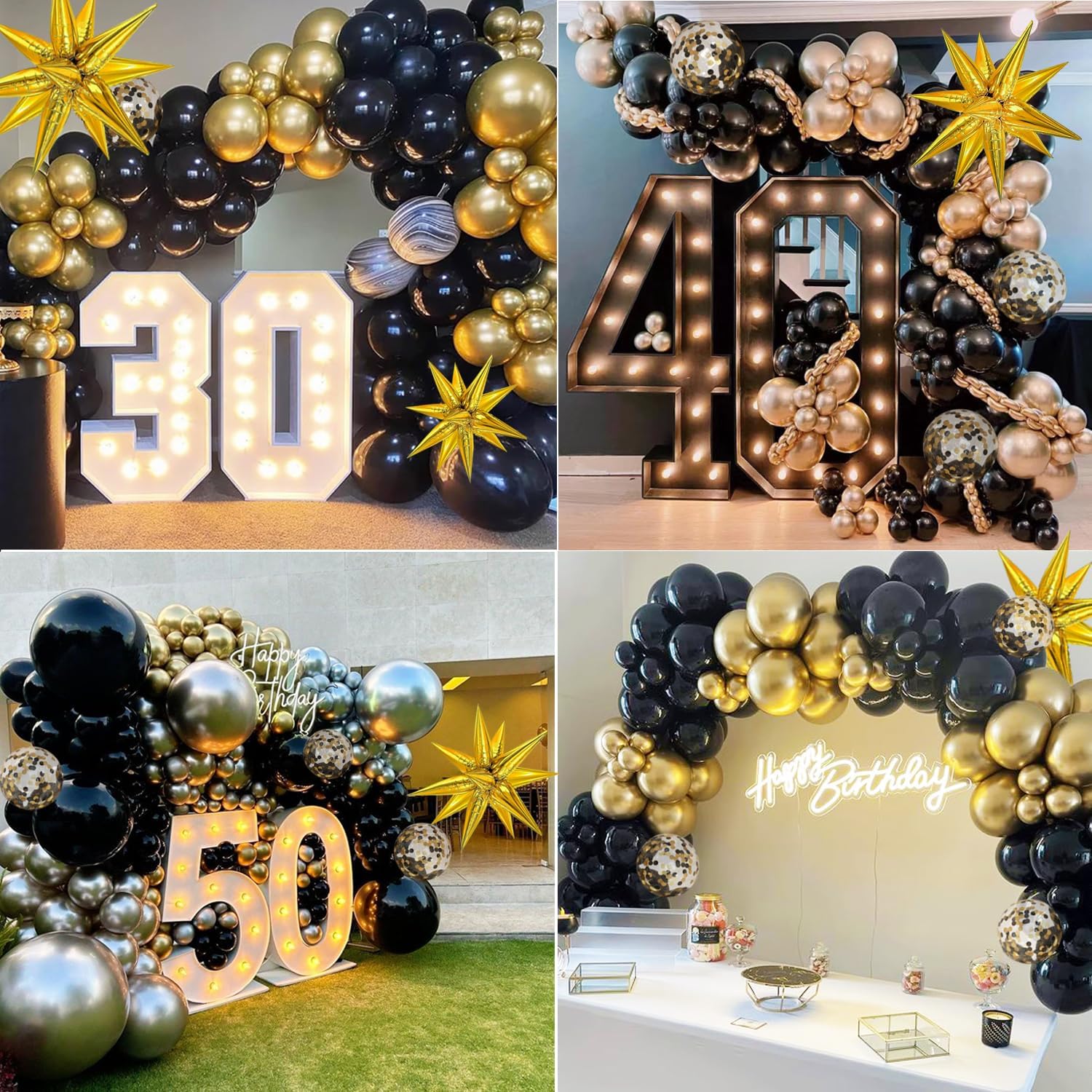 Black and Gold Balloons Garland