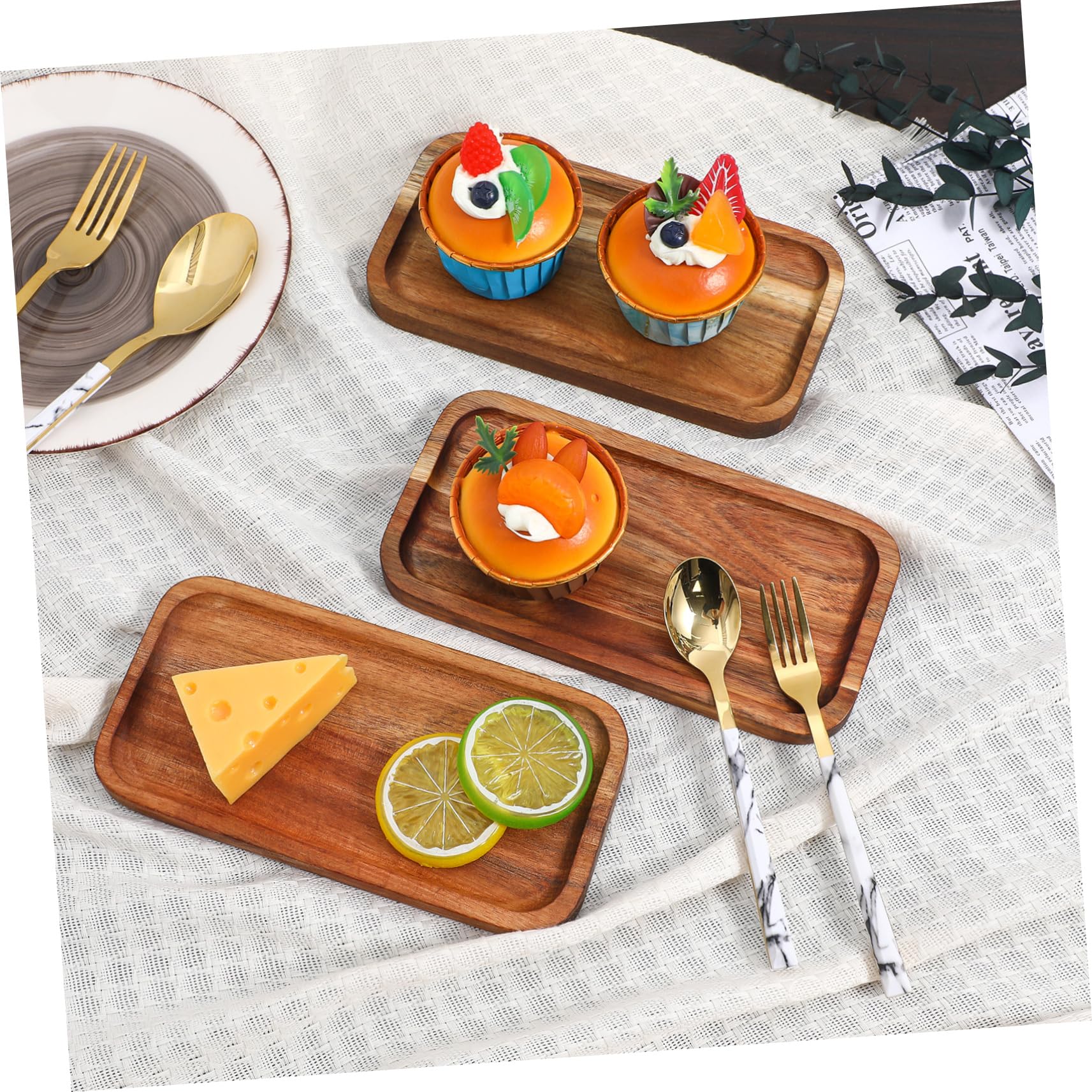 3piezas Bandeja De Madera para Servir Unidades Bandeja Rústica para Frutas