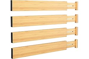 BAMEOS 4-Pack Adjustable Tea Drawer Organizer Trays