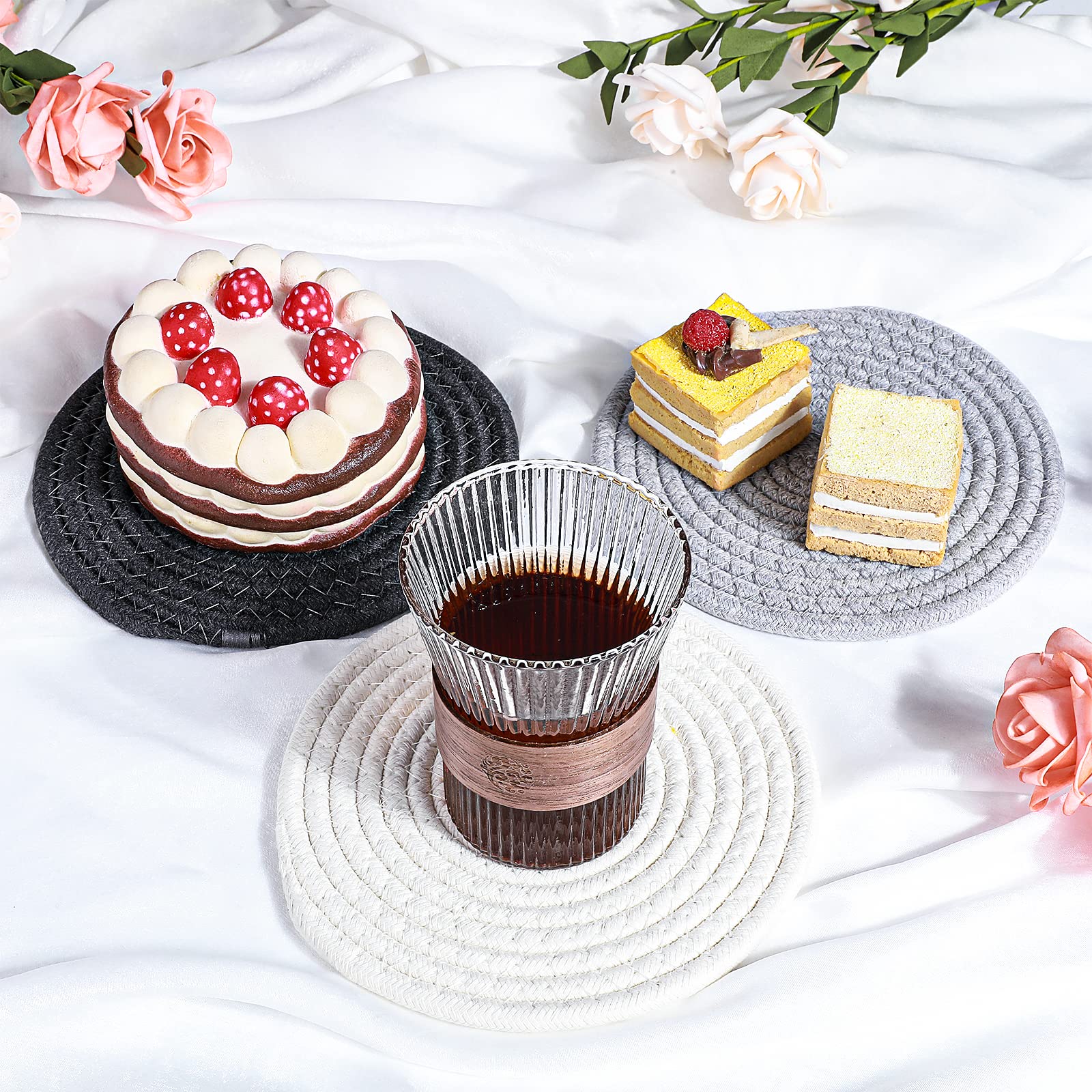 Lot De 4 Dessous De Plat Pour Plats Chauds, Dessous De Plat De Cuisine En Silicone Résistant à La Chaleur, Extra épais, Grand, Antidérapant (2. Gris