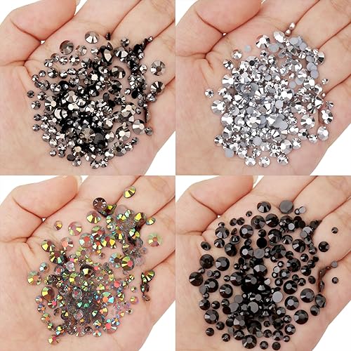 Miniatura 4 de 15000 unidades de diamantes de imitación de resina de la serie negra de 0.18 a 0.18 pulgadas, redondos sin termofijar, gelatina y parte inferior