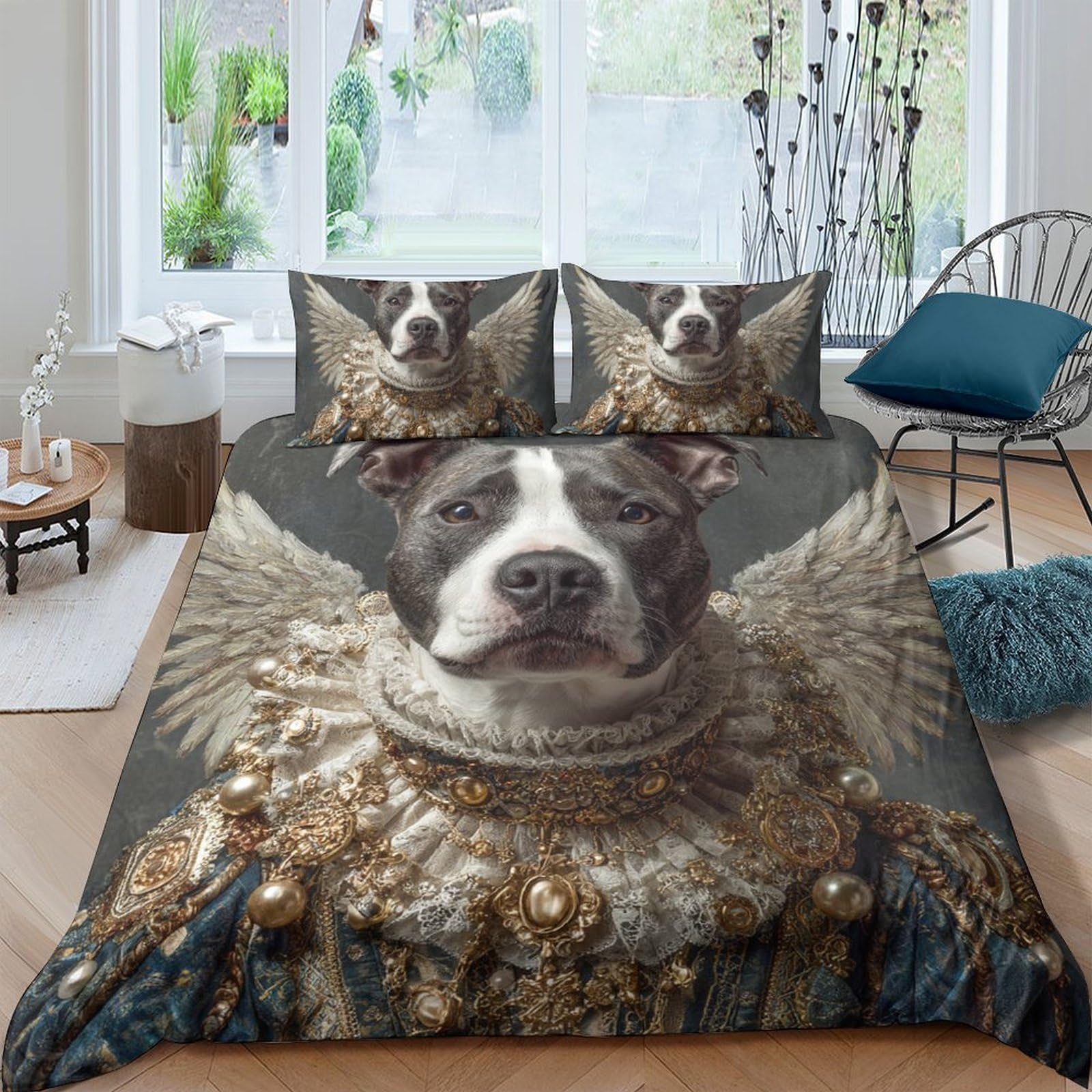 Ctjqhvkz Style-8 3D Printed Royal Dog Portrait Fitted Sheet Microfiber Soft Decorative Bed Cover For Bedroom Guest Room Dorm Washable Single（135X200cm）