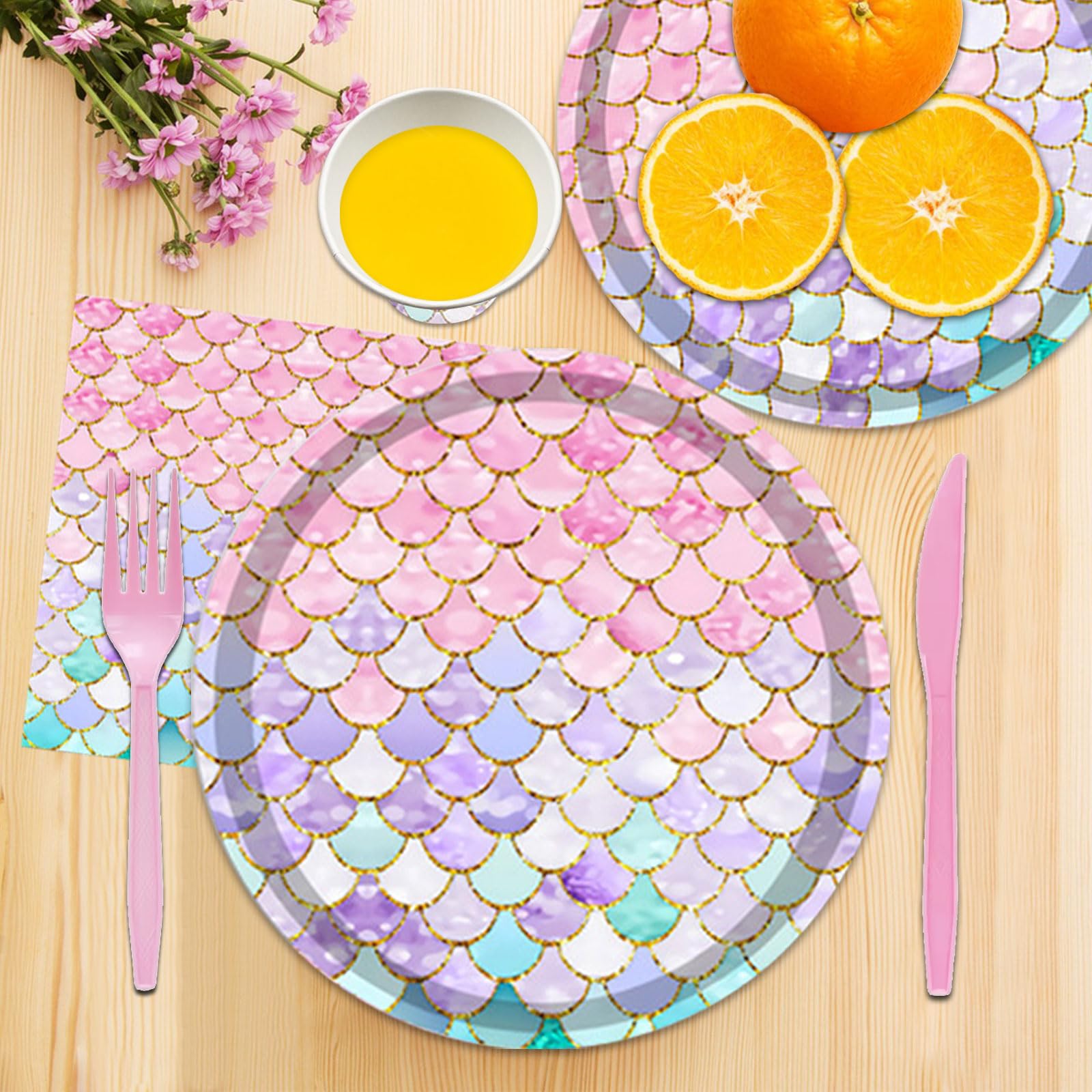 Unique Mermaid Party Paper Plates - Pack Of 8, 23cm Eco-Friendly Disposable Plates, Plastic-Free