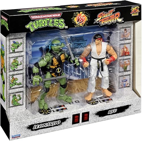 Miniatura 4 de BANDAI Paquete de 2 figuras de acción de Leonardo Vs Street Fighter Ryu, Tortugas Ninja Adolescentes Mutantes  6 pulgadas y tortuga con