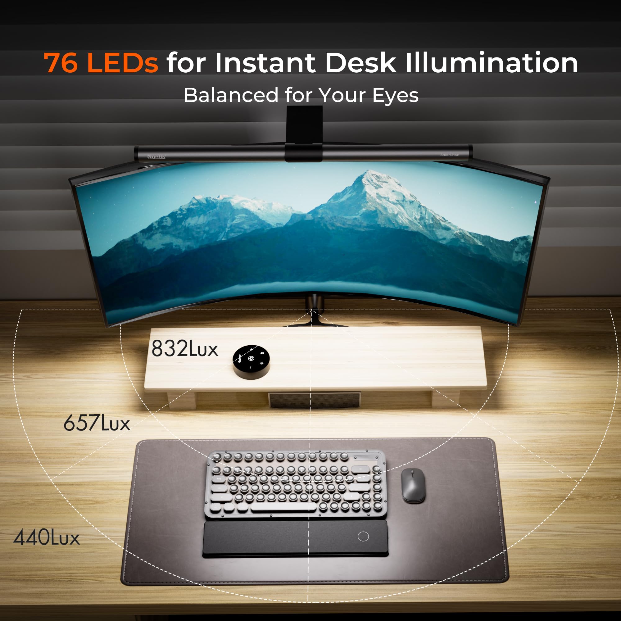 Quntis 40cm Luce Monitor con Telecomando, Lampada Monitor USB Dimmerabile, Protezione per gli Occhi Moniter Light Bar per Curvi/Piatti, Lampada Led PC per la Lettura Lavoro