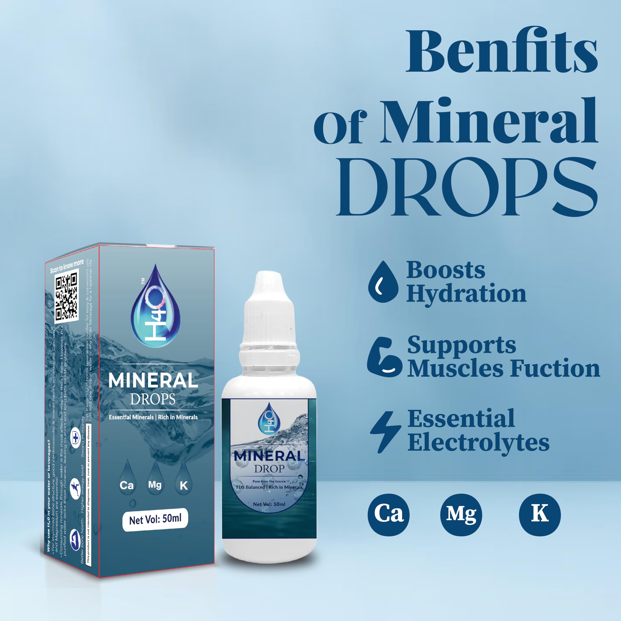 H4O: (Pack of 4)TDS enhancing mineral drops for RO water. Say goodbye to fatigue and body aches. Great Alternative to Calcium, Magnesium and Potassium Tablets. Essential Minerals for 1000 glasses of water. 1