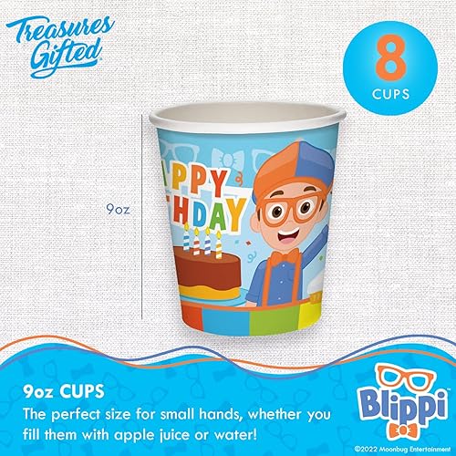 Miniatura 2 de Treasures Gifted Decoraciones de cumpleaños con licencia oficial de Blippi, vasos de papel de 9 onzas, 8 unidades, suministros de fiesta Blippi,