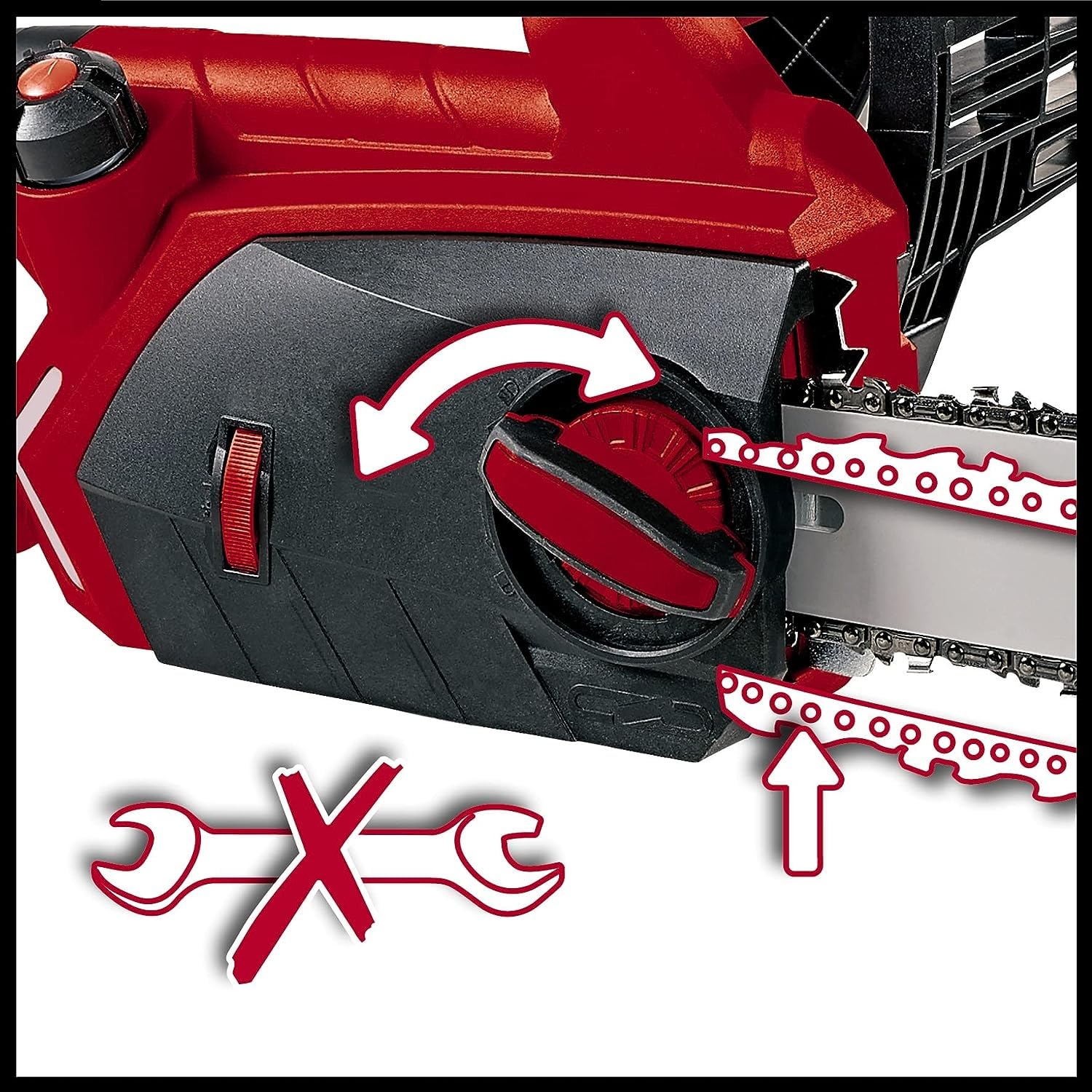Einhell Motosierra eléctrica GE-EC 2240 (2200 W, longitud de corte: 37.5 cm, velocidad de coste: 15m/s, 7800 rpm, espada y cadena de calidad OREGON)