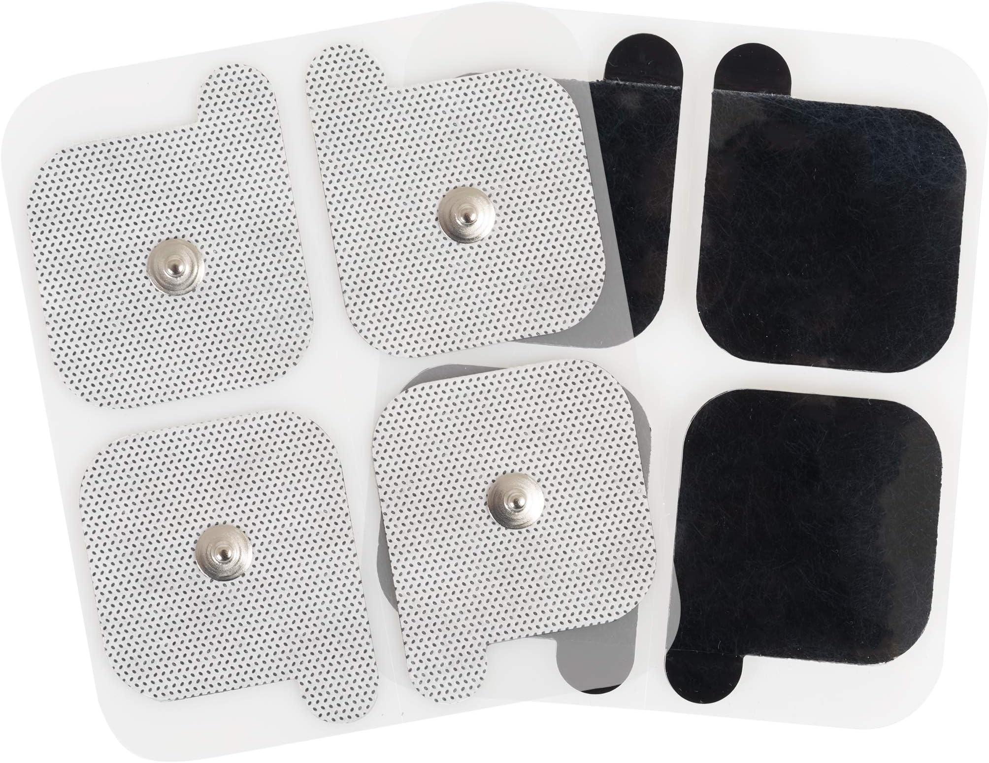 AccuRelief Universal TENS Unit Replacement Pads - TENS Unit Pads and Lead Wires - for AccuRelief Single and Dual Channel TENS Devices with Snap Electrodes, 4 Sets of 2 (8 Count) Electrodes, White