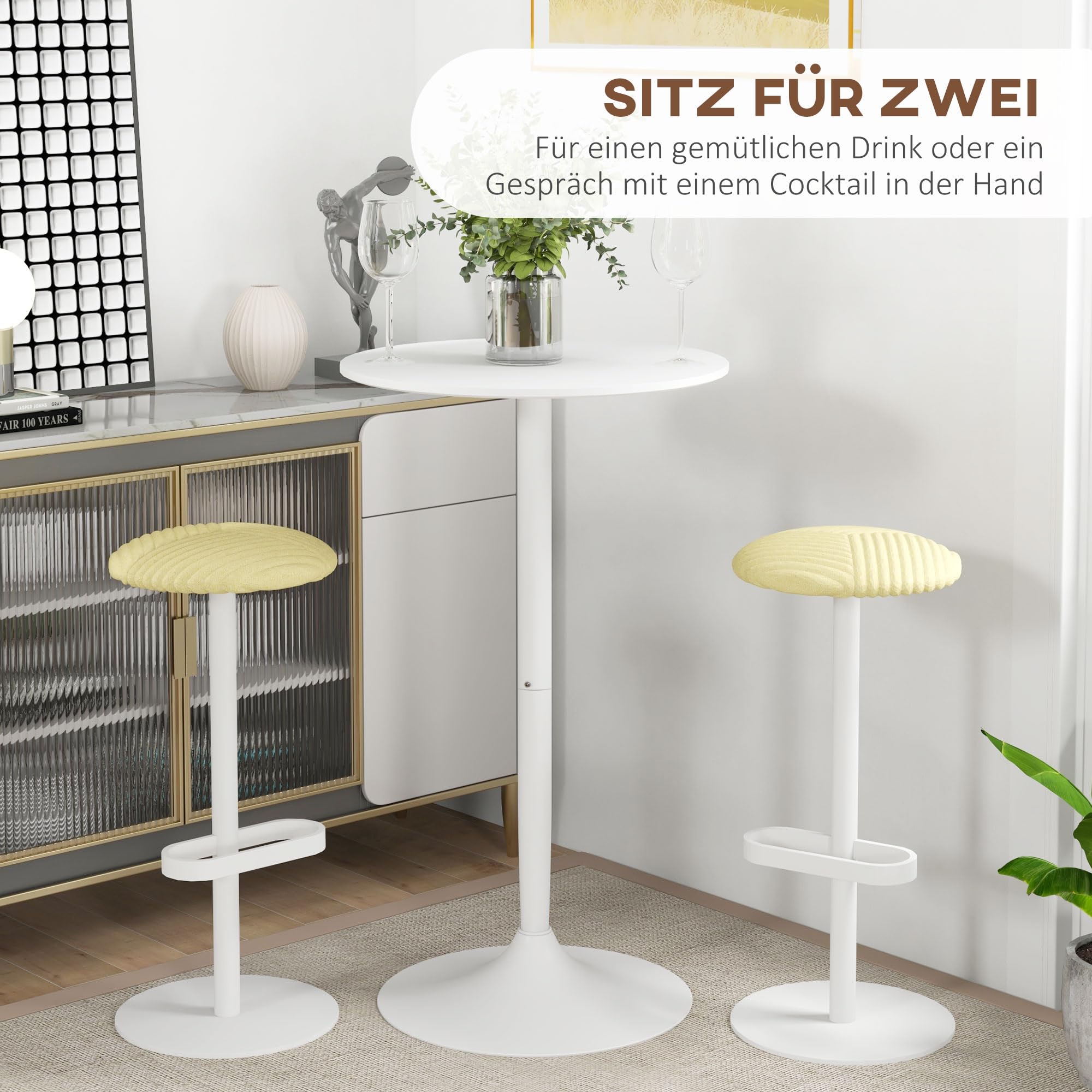 HOMCOM Bartisch Stehtisch Rund Bistrotisch Ø60 x 102 cm Weiß