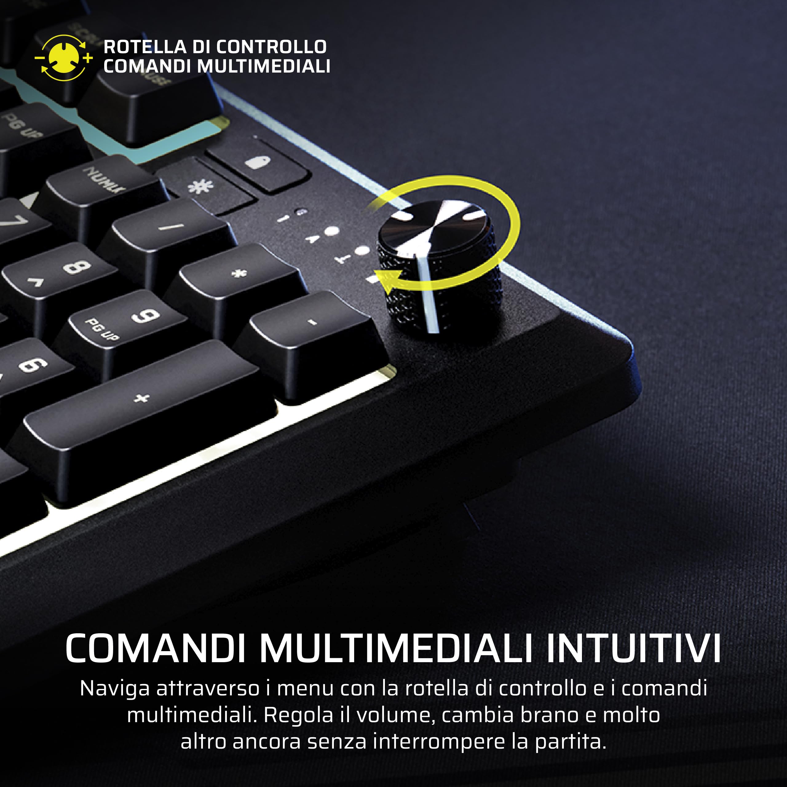CORSAIR SKIFF 100 PLUS Tastiera da Gioco RGB Cablata Silenziosa – IT, Nero