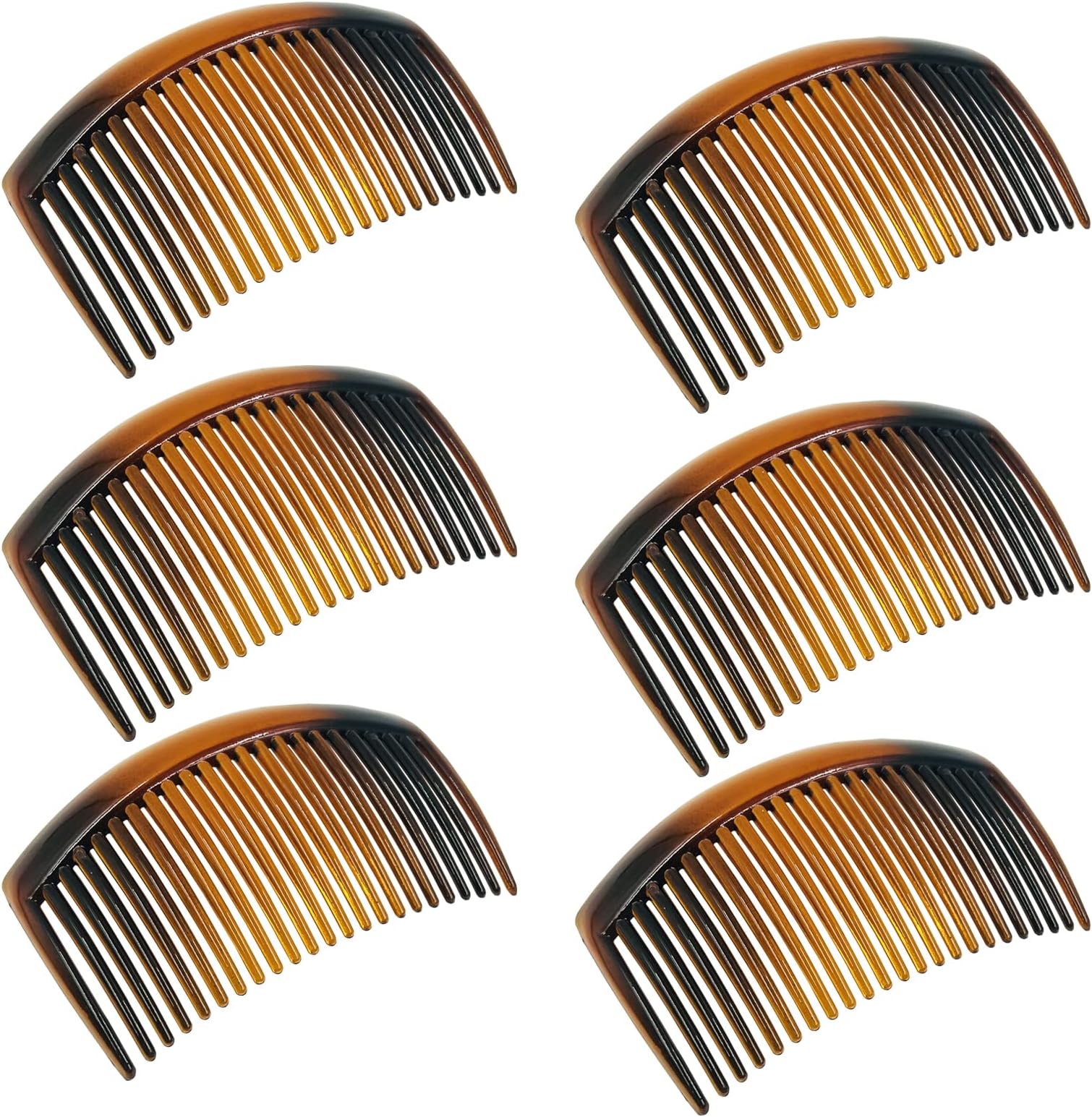6 Pieces Plastic Side Hair Twist Comb French Twist Comb Hair Clips with Teeth, Curved Tortoise Shell Decorative Hair Combs (23 Teeth)
