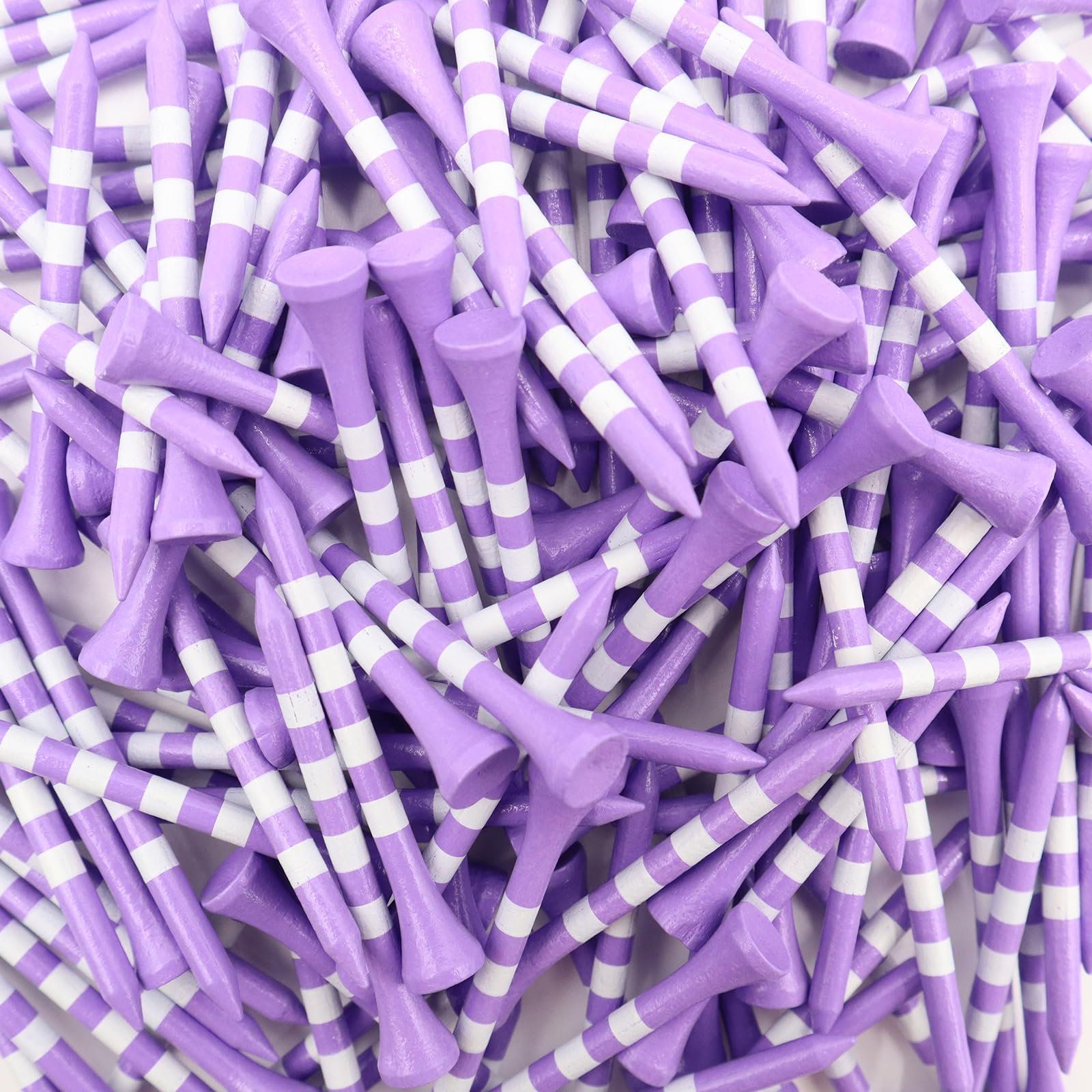 FINGER TEN Golf Tees Wood 3 1/4 2 3/4 Inch Value 50/120 Count, Durable Tees with Bright Colored Stripes for Consistent Height, 70mm 83mm Long Tees