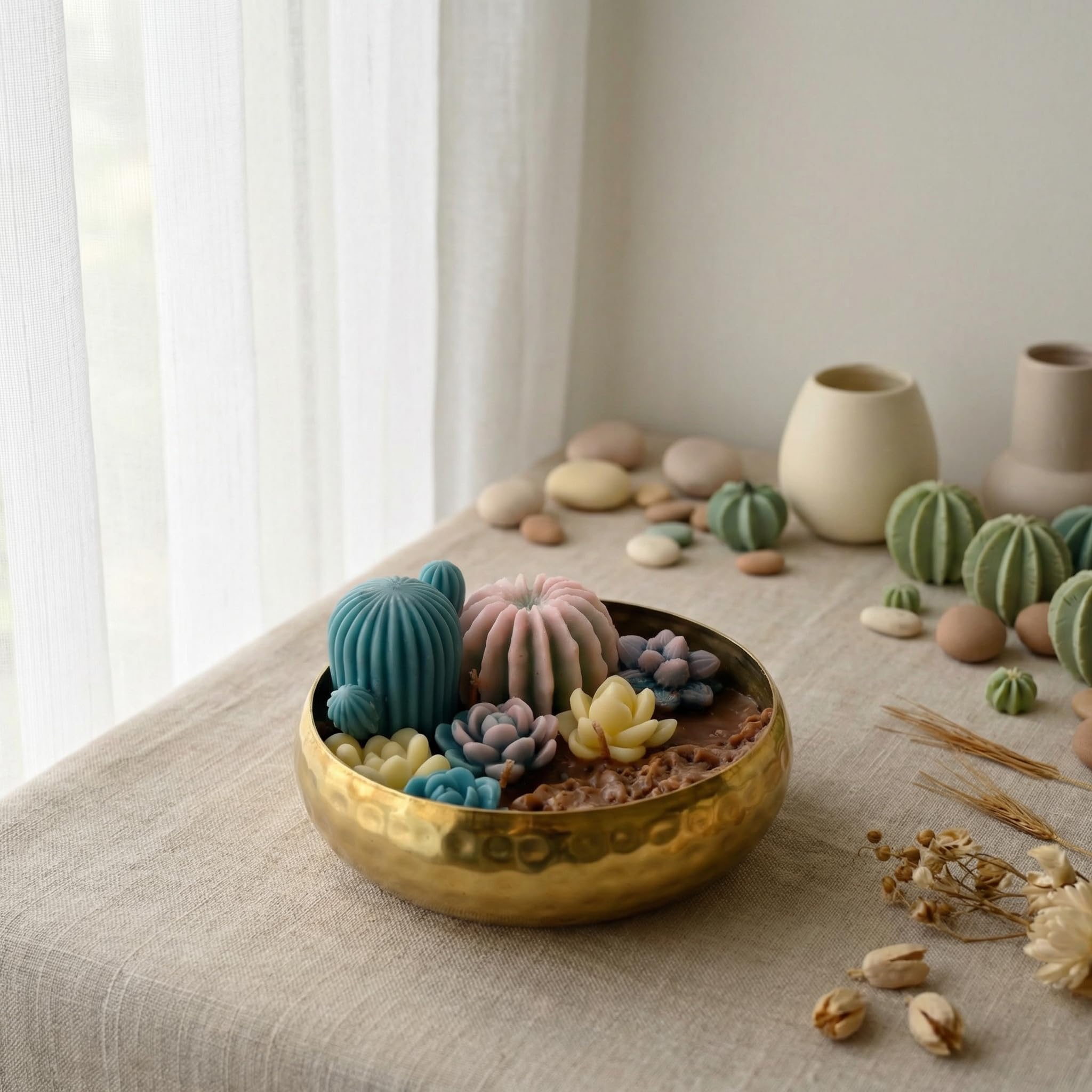 Desert Bloom Succulent Garden Urli Candle – Forest Rain Scented Soy Wax Bowl Candle – Pine Moss Earthy Green Aroma – Decorative Centerpiece for Living Room Table Home Décor Gift-image-22