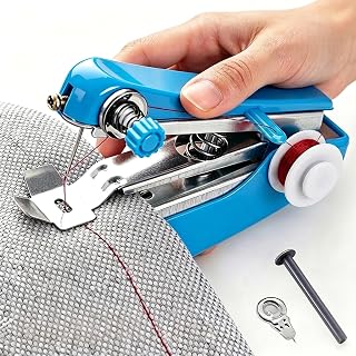 Portable Sewing Machine,Handheld Mini Sewing Machine for Beginners Blue | Handheld Sewing Machine 1-Second Quick Stitch, Ideal for Travel & Home Use, Repair Clothes, Jeans, Leather, DIY Projects