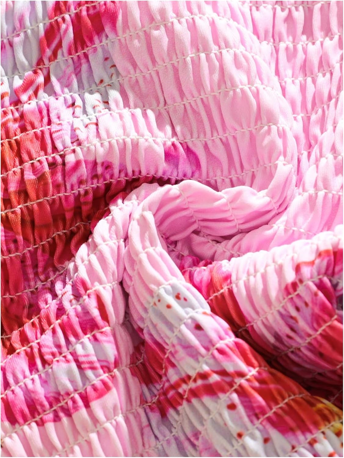 Girl's 2 Piece Floral High Waisted Swimsuit Smocked Wireless Bathing Suit Boho Holiday Beachwear Set - Image 6