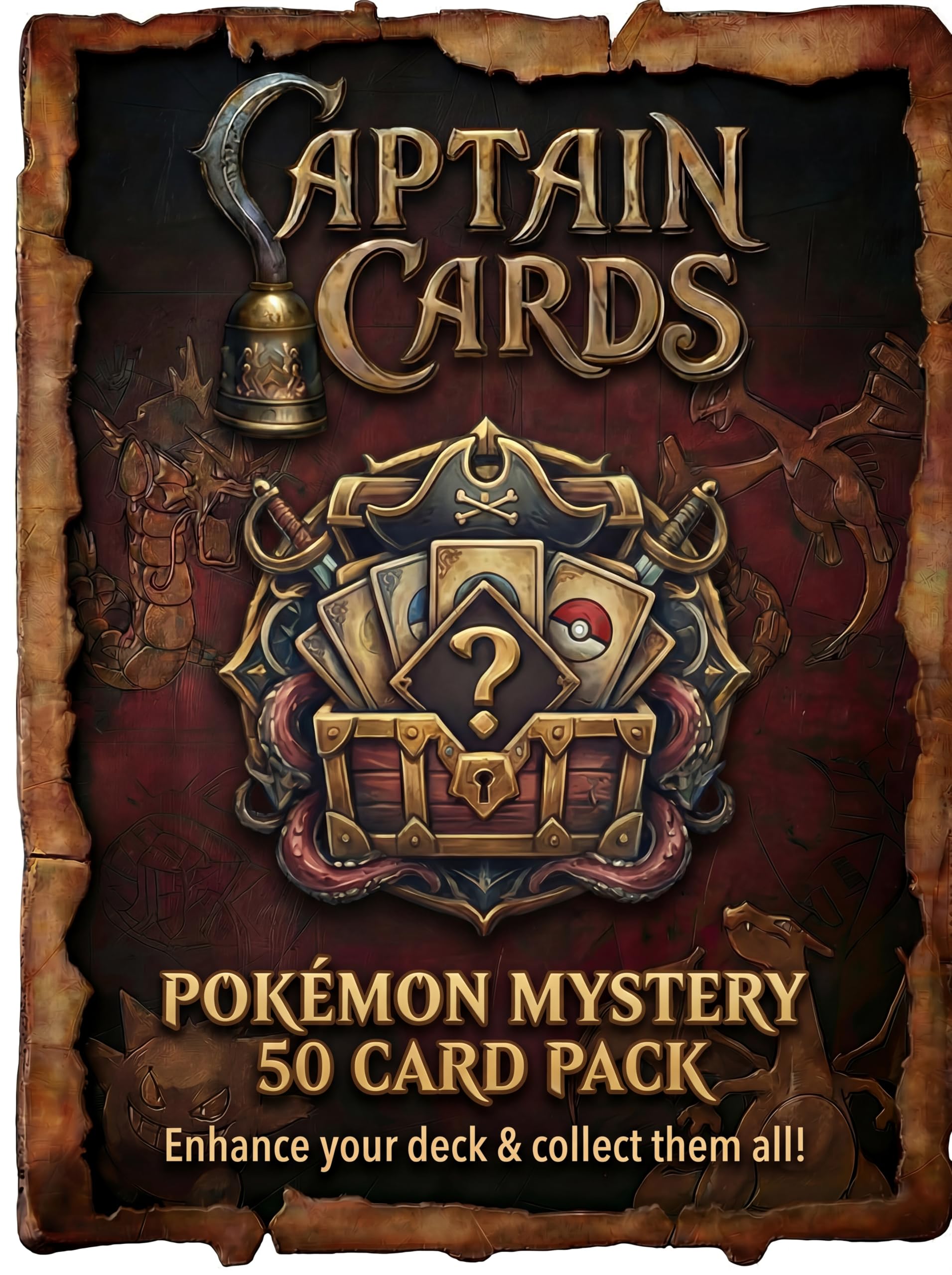 Captain Cards Pokémon Mystery Pack - 50 Genuine Pokémon Cards - 40 Common & Uncommon + 10 Guaranteed Holo - Collectors Bundle - Image 3