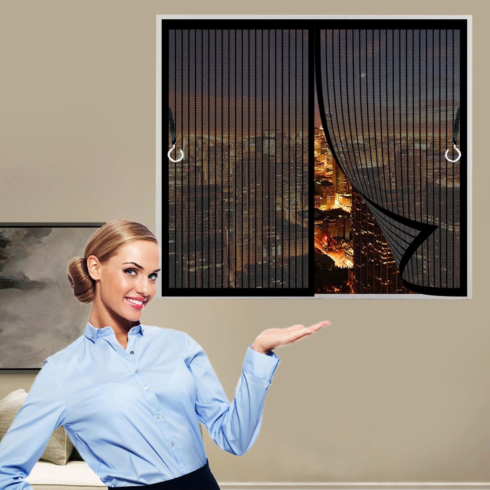 Fliegengitter Balkontür 136 x 208 cm (Anpassbar) Extra Starke Magnete Magnet-Verschluss Insektenschutz Balkontür mit Selbstklebendes Klettband für Terrassentür, Schwarz