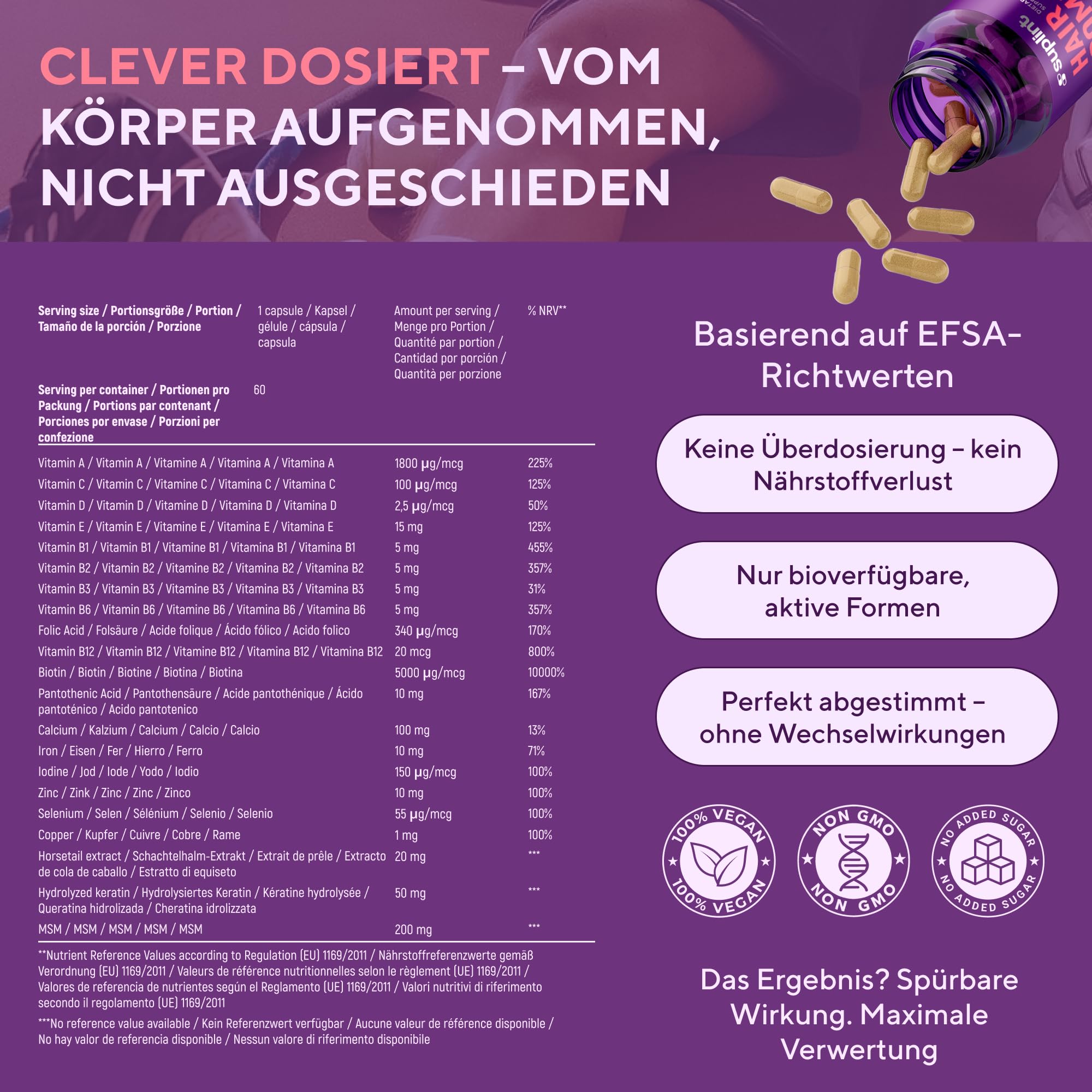 Haar Vitamine mit Biotin Hochdosiert 5000 mcg - Haarvitamine Haarausfall mit Zink Selen, Keratin, Vitamin A C D E B12 für Haare, Haut, Nägel - Haarwachstums und Stärkungs Komplex (3 Pack)
