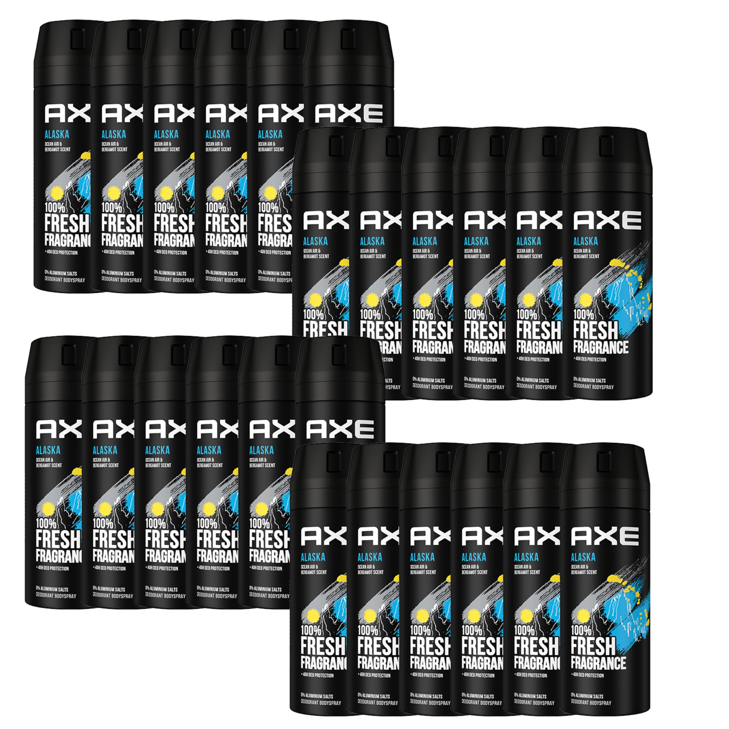AXE Alaska Deo 24x 150ml Deospray Deodorant Bodyspray ohne Aluminium Herren Männer Men