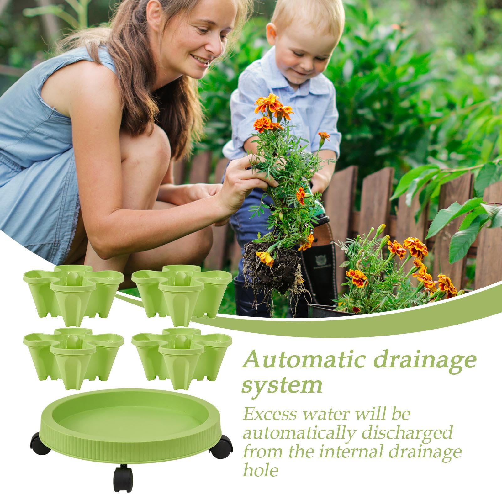 Maceta Con autorriego Jardinera para huerto Torre para plantas independiente Soporte para fresas Jardinera para hierbas aromáticas Estante decorativo para macetas Soporte Vertical para plantas