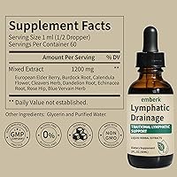 Vista 2 de Gotas de drenaje linfático, mezcla de hierbas de 2000 mg con saúco y diente de león de equinácea, apoya el drenaje linfático, el sistema