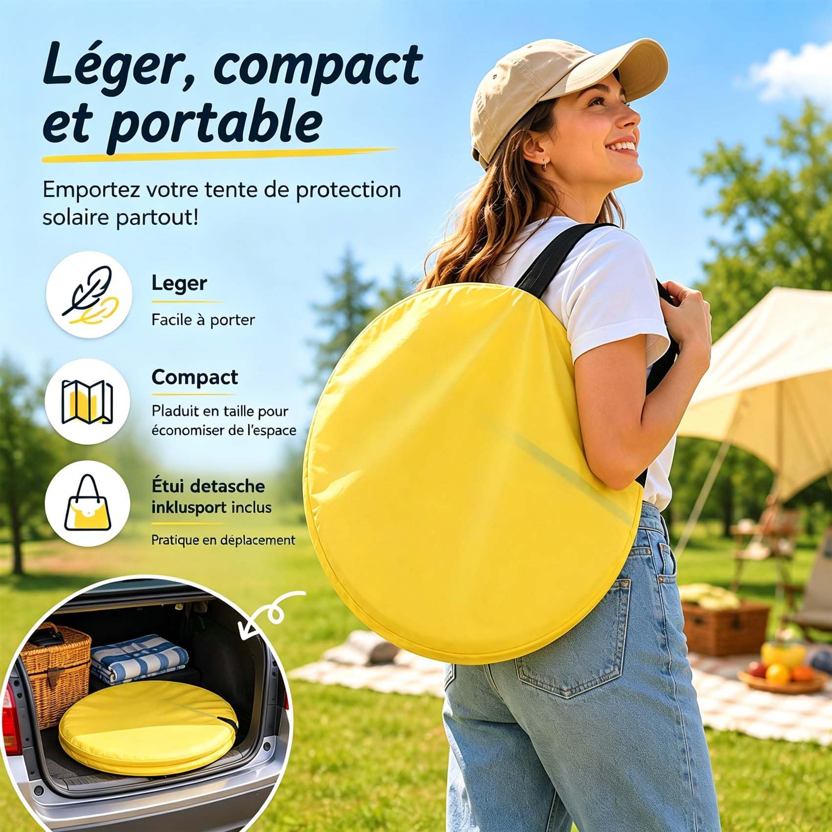 Tente De Plage Pop-Up pour 3-4 Personnes, Abri De Plage Anti-UV UPF 50+ avec FenêTres en Filet, Pliable Et Portable, IdéAl pour Plage, Jardin, Vacances, Camping, Pique-Nique (A)