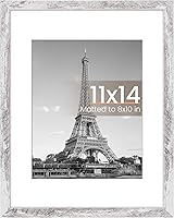 upsimples 11x14 Rustic White Picture Frame - Fits 8x10 with Mat or 11x14 Photos, Versatile Wall Hanging Frame, 1 Pack