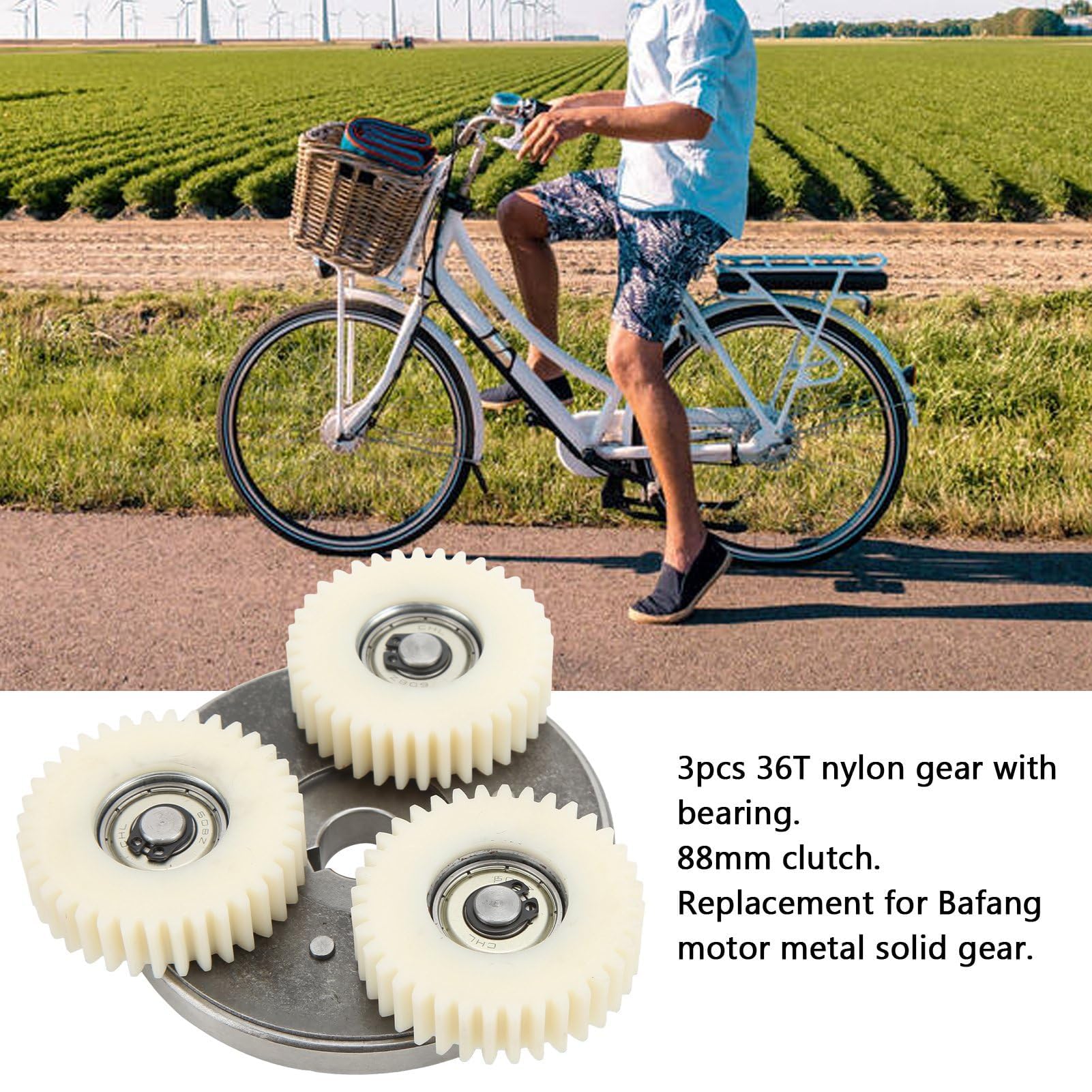 Kit d'embrayage pour vélo électrique - Roues dentées en Nylon Planetary 36T et Embrayage de 88 mm - Engrenage planétaire en Nylon - pour vélo électrique 500 W-750 W