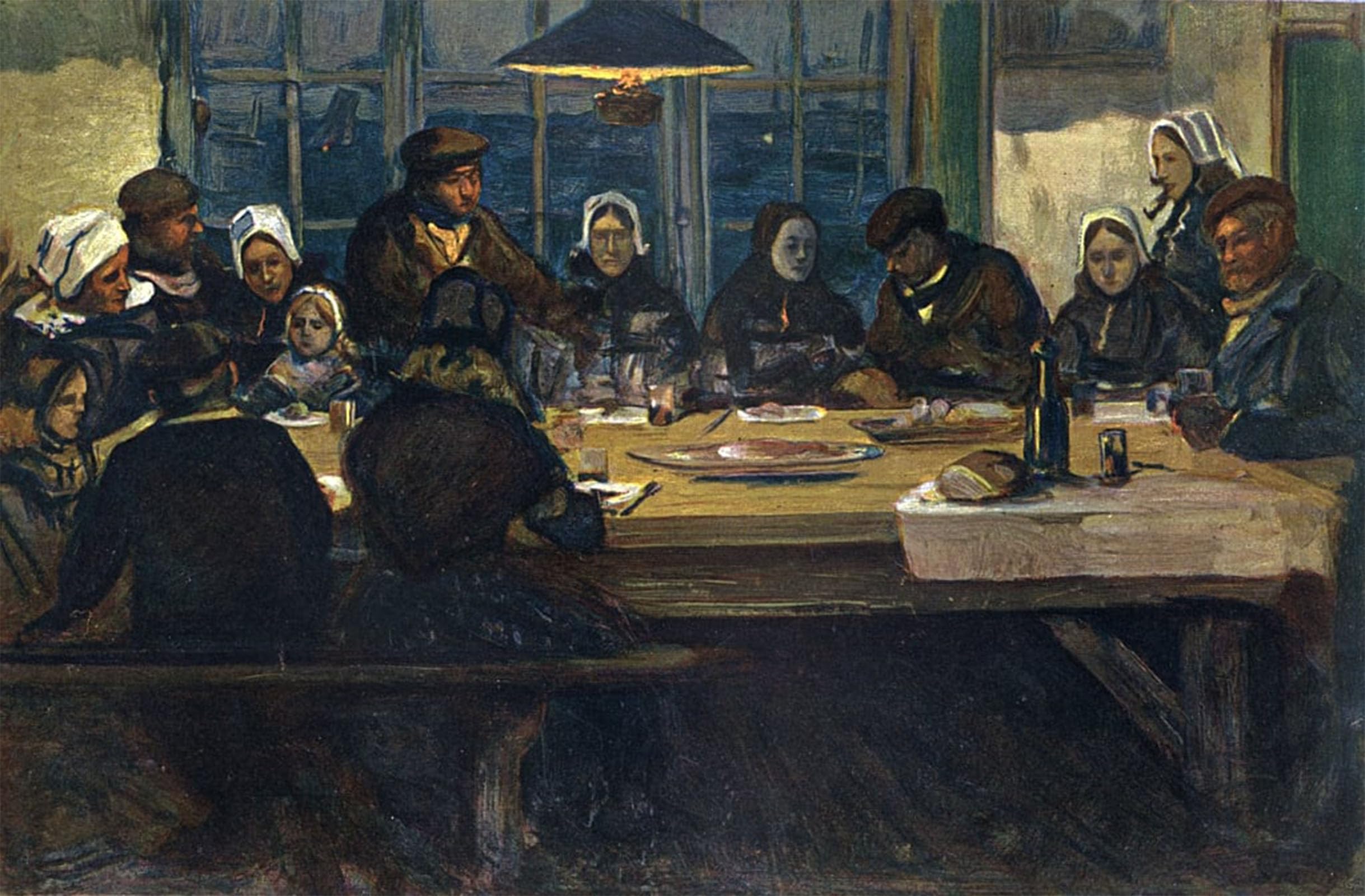 Impression sur toile Charles Cottet Le Repas d'Adieu tableau de qualité pour salon - 5