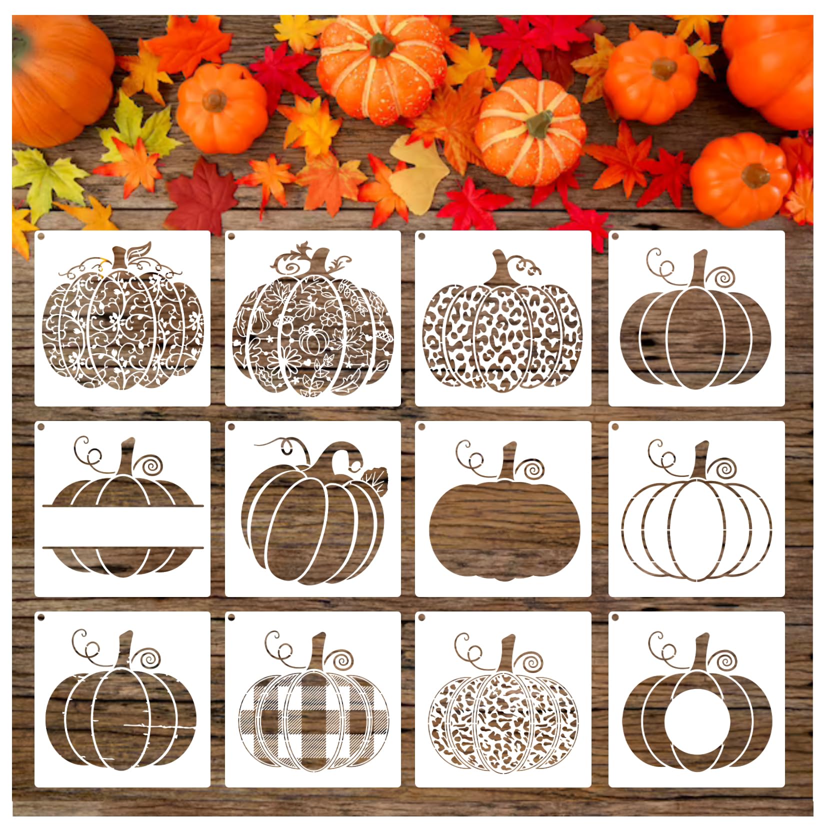 Amazon.com : Pumpkin Stencils, Fall Pumpkin Stencils for Painting on Wood Reusable Leopard Checker Leopard Pumpkin Stencils Autumn Templates for DIY Crafts Canvas Home Décor (Pumpkin Two) : Arts, Crafts & Sewing