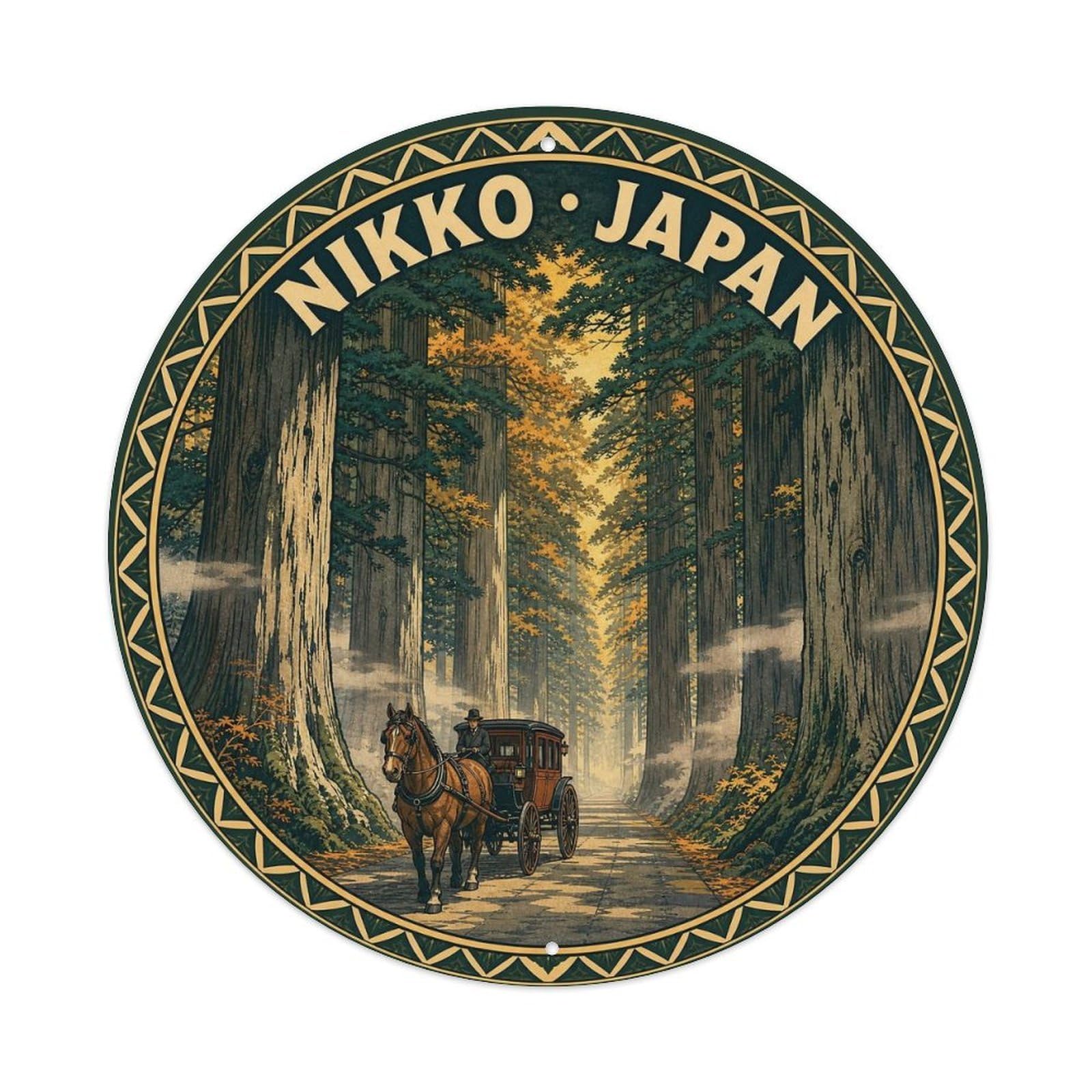 Olhnbad Style Tochigi Nikko Cedar Avenue Landmark Travel Japan Metal Tin Sign