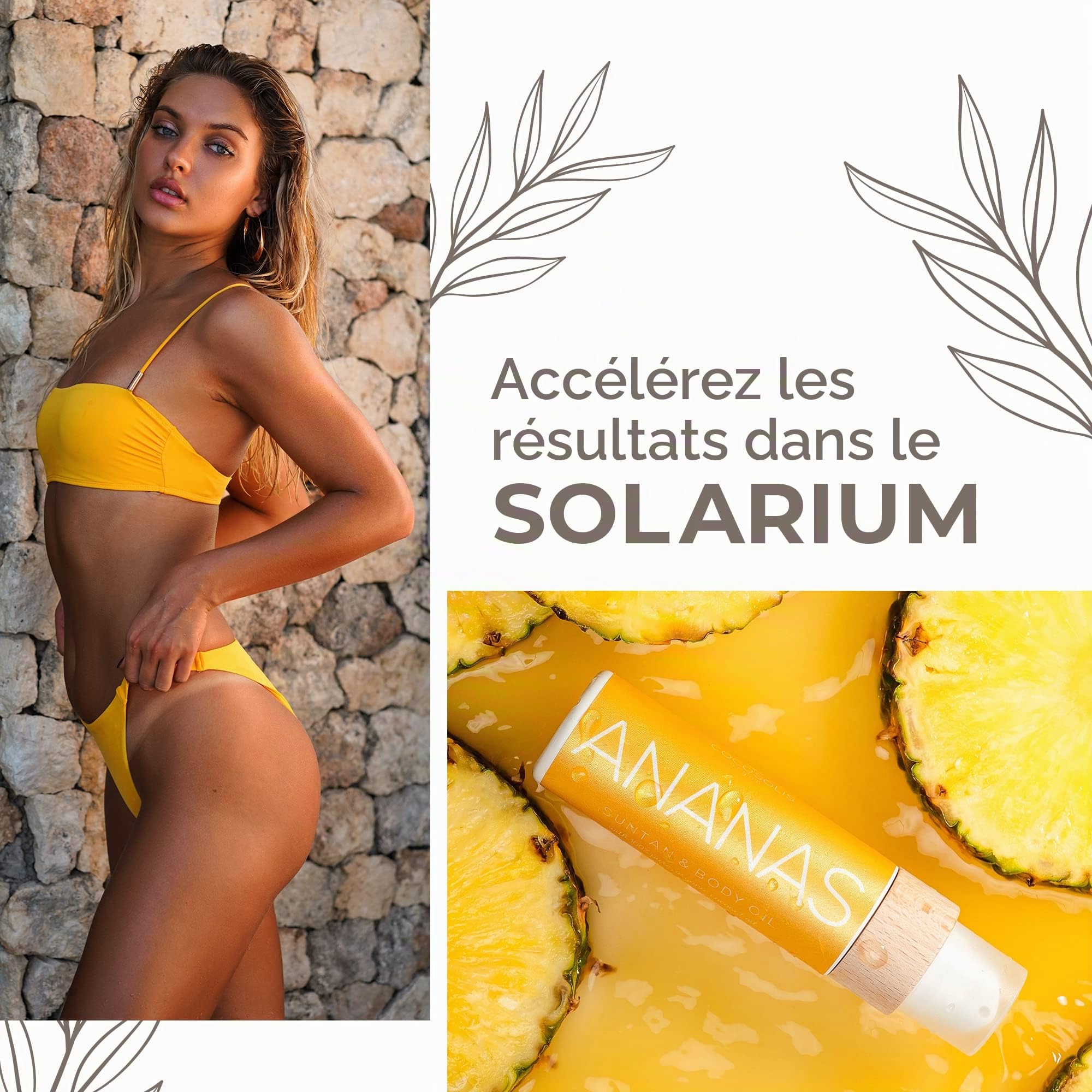 COCOSOLIS ANANAS Accélérateur de bronzage - huile de bronzage bio à la vitamine E et au parfum d'ananas pour un bronzage rapide, intensif et riche en chocolat - sublimateur de bronzage (200)