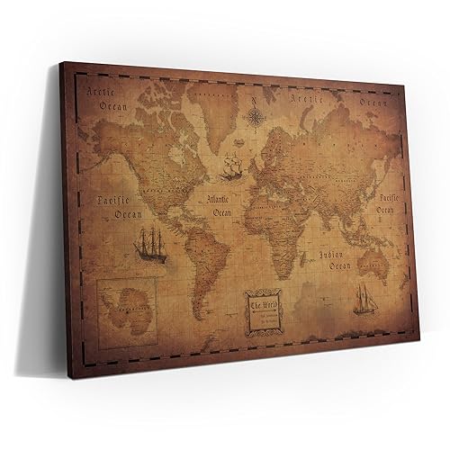 Miniatura 1 de Push Pin World Map Board - With Push Pins to Mark World Travel - Handmade in Ohio USA - Design Golden Aged 36 x 24