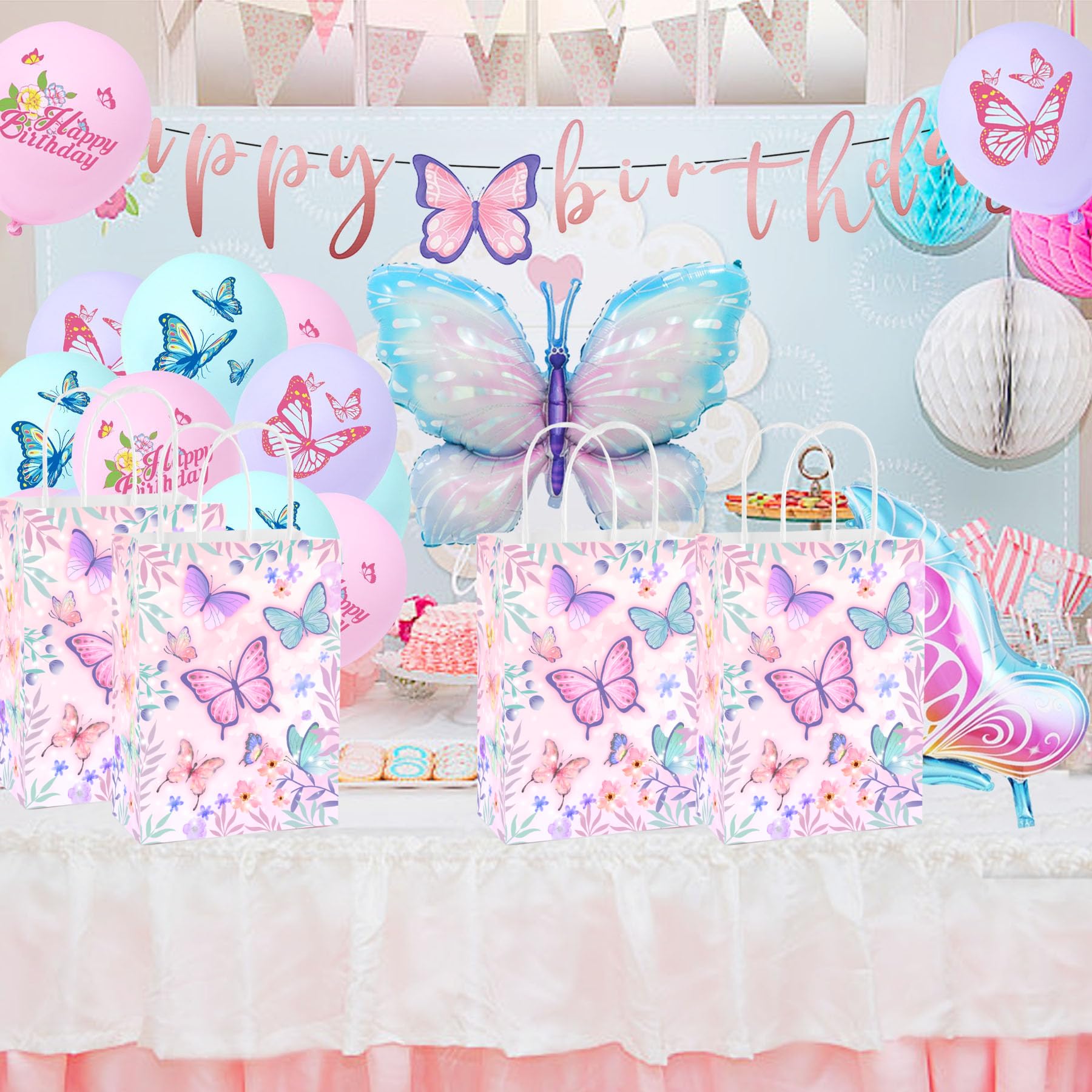 10 sacchetti regalo a forma di farfalla, sacchetti di carta colorati con manico, per feste di compleanno, ragazze, sacchetti per bomboniere e