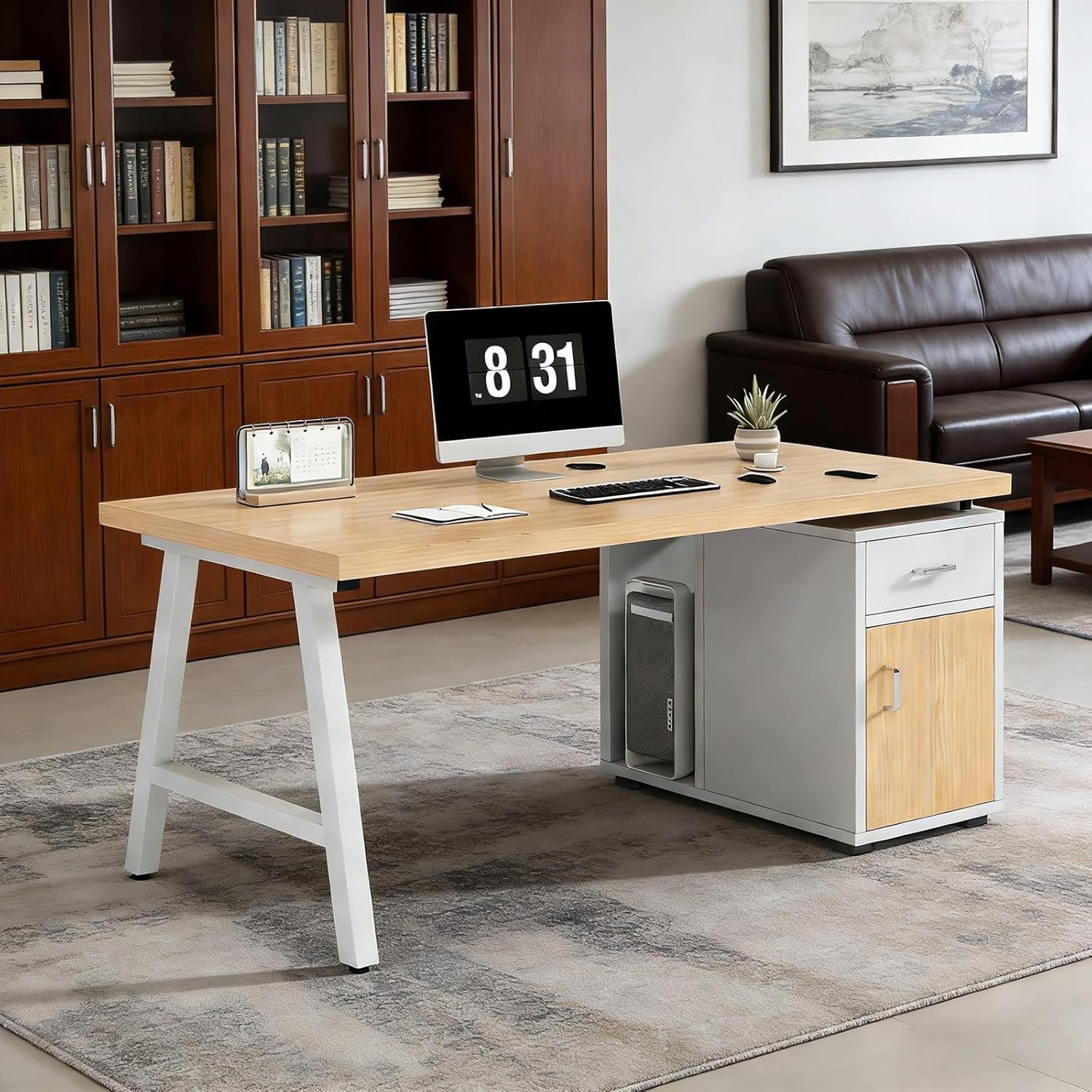 社長デスク 役員 法人様向け 社長机 長さ120/140cm 23MMの厚みのあるトップ 耐荷重300kg 鉄骨構造 ロッカー付き