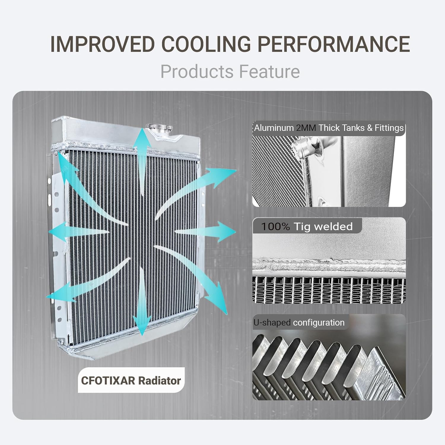 3 Row Aluminum Radiator Compatible With For 60-65 Ford Falcon Ranchero, 65-66 Ford Mustang 61-65 Mercury Comet V8 all Aluminum Radiador for 60-66 automotive replacement engine radiators CC251