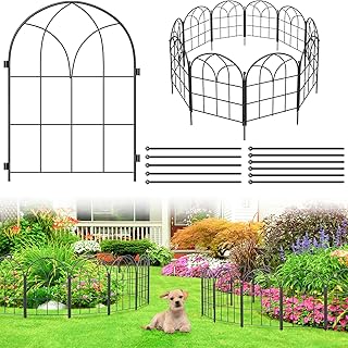 Black Garden Fences Animal Barrier, 12.55"*16.48" Garden Border Fencing, Rustproof Metal No Dig Fence for Dogs, Outdoor Fence, Dog Fencing for Patio, Flower Bed, Farm (Medium 10 pcs)