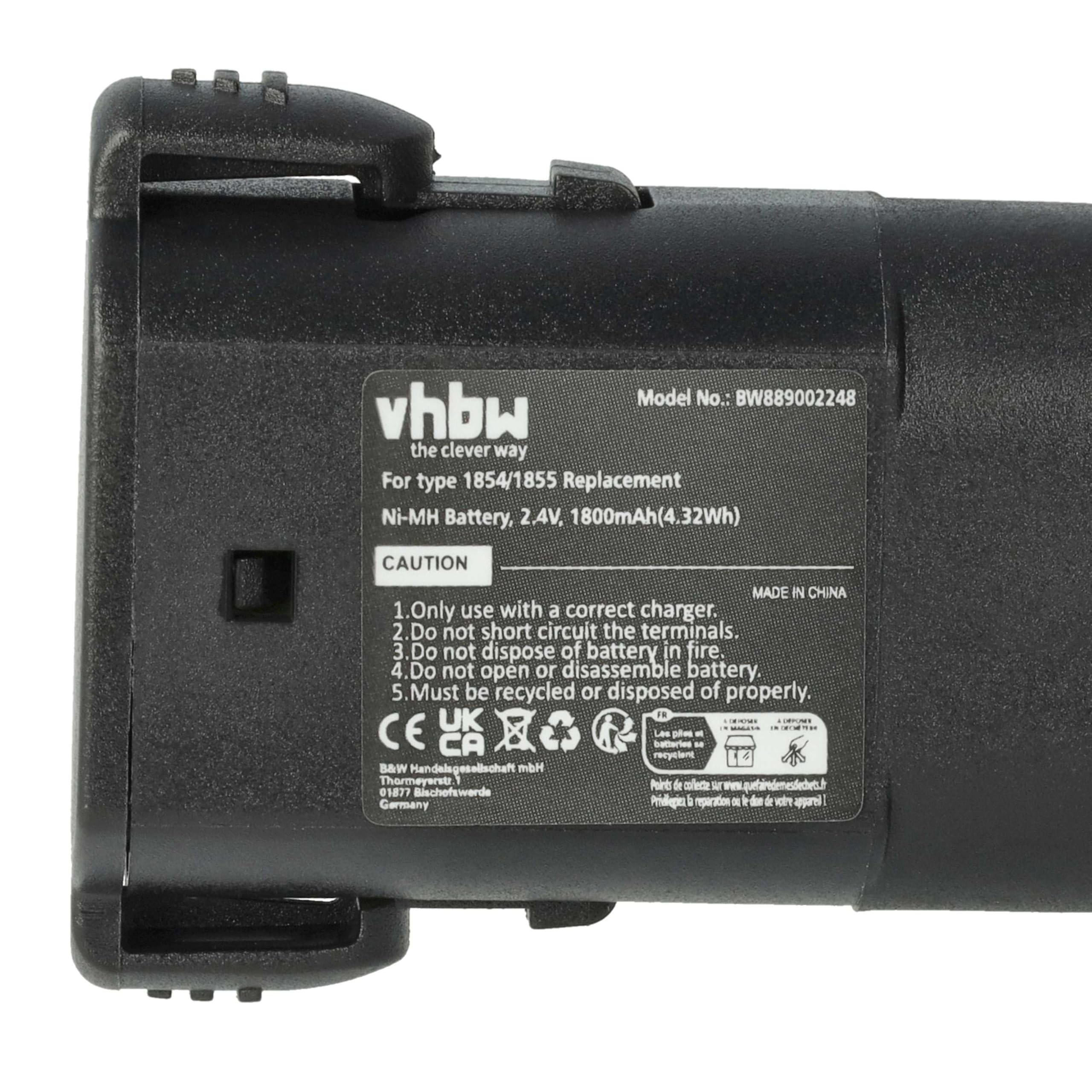 vhbw 2X Batterie Compatible avec Moser Arco série 1854 Tondeuse pour Animaux (1800mAh, 2,4V, NiMH)