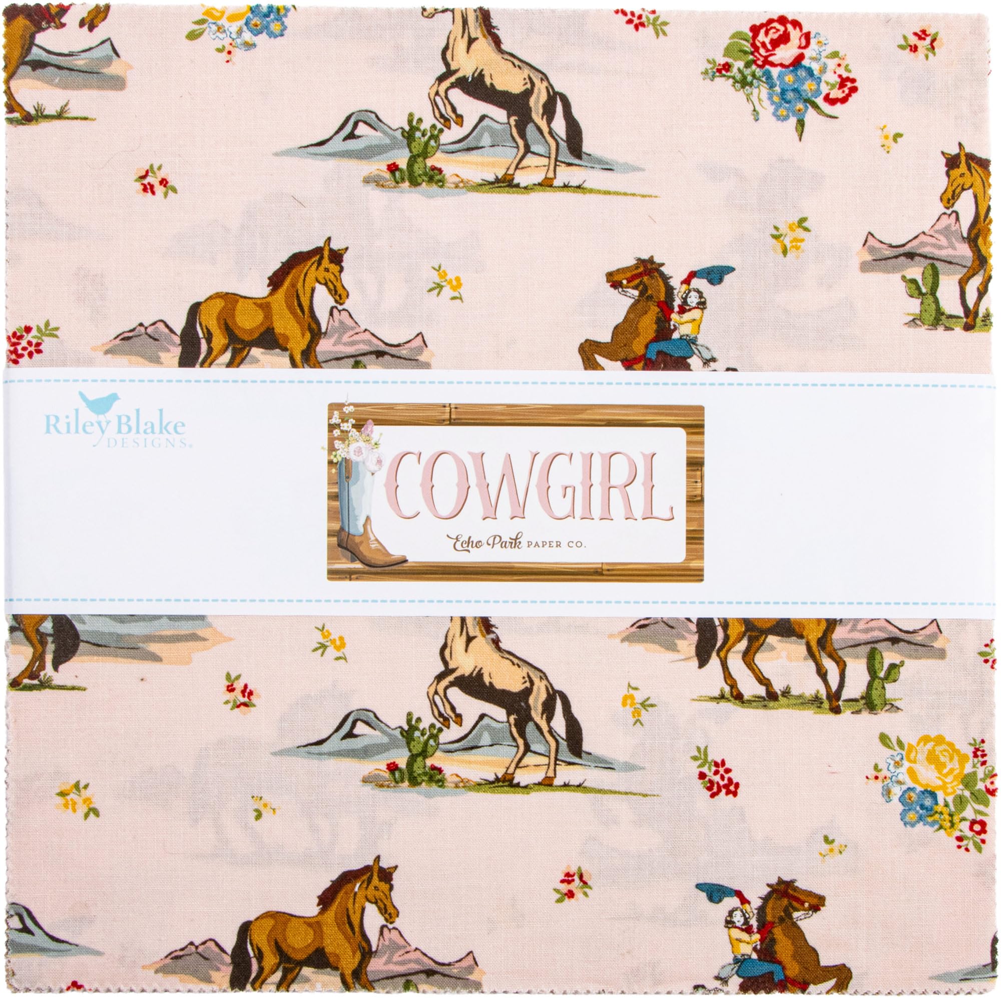 Echo Park Paper Co. 10-17480-42 Cowgirl-Stapel, 25,4 cm, 42 x 25,4 cm große Quadrate, Schichtkuchen, Riley Blake