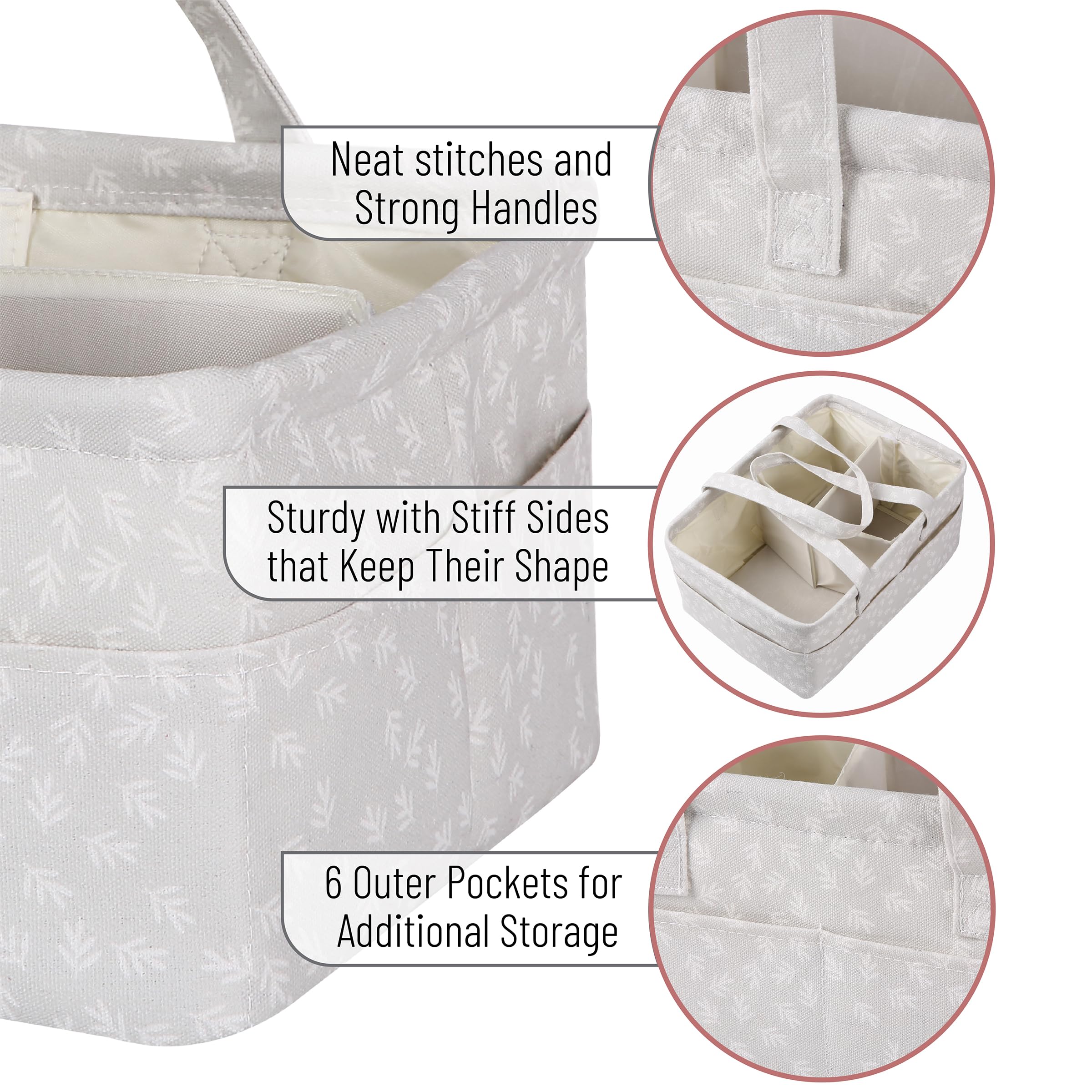 Mr. Pen Baby Diaper Organizer - Portable Car & Nursery Caddy with Changing Table Compartments, Patterned Gray, 1 Pack - Image 3