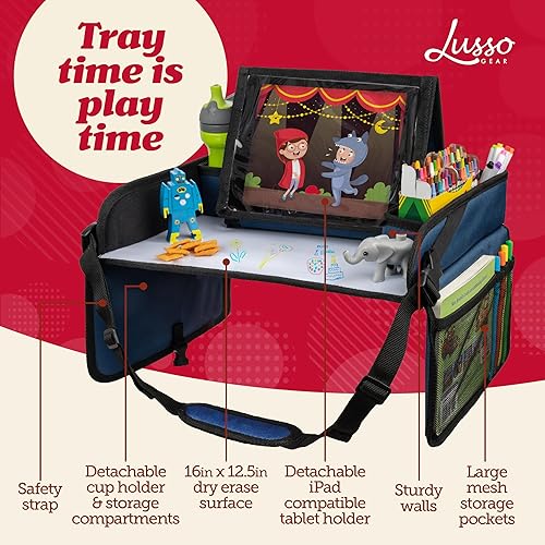 Miniatura 3 de Lusso Gear Bandeja de viaje para niños para asiento de automóvil pequeño bandeja de viaje para asiento de automóvil de niños bandeja de regazo para