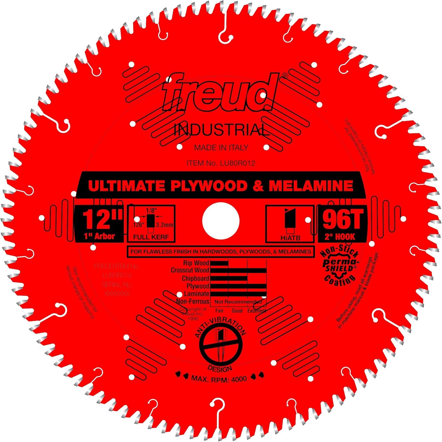 Featured Product Freud LU80R012 12 Ultimate Plywood & Melamine Blade, Multi, One Size