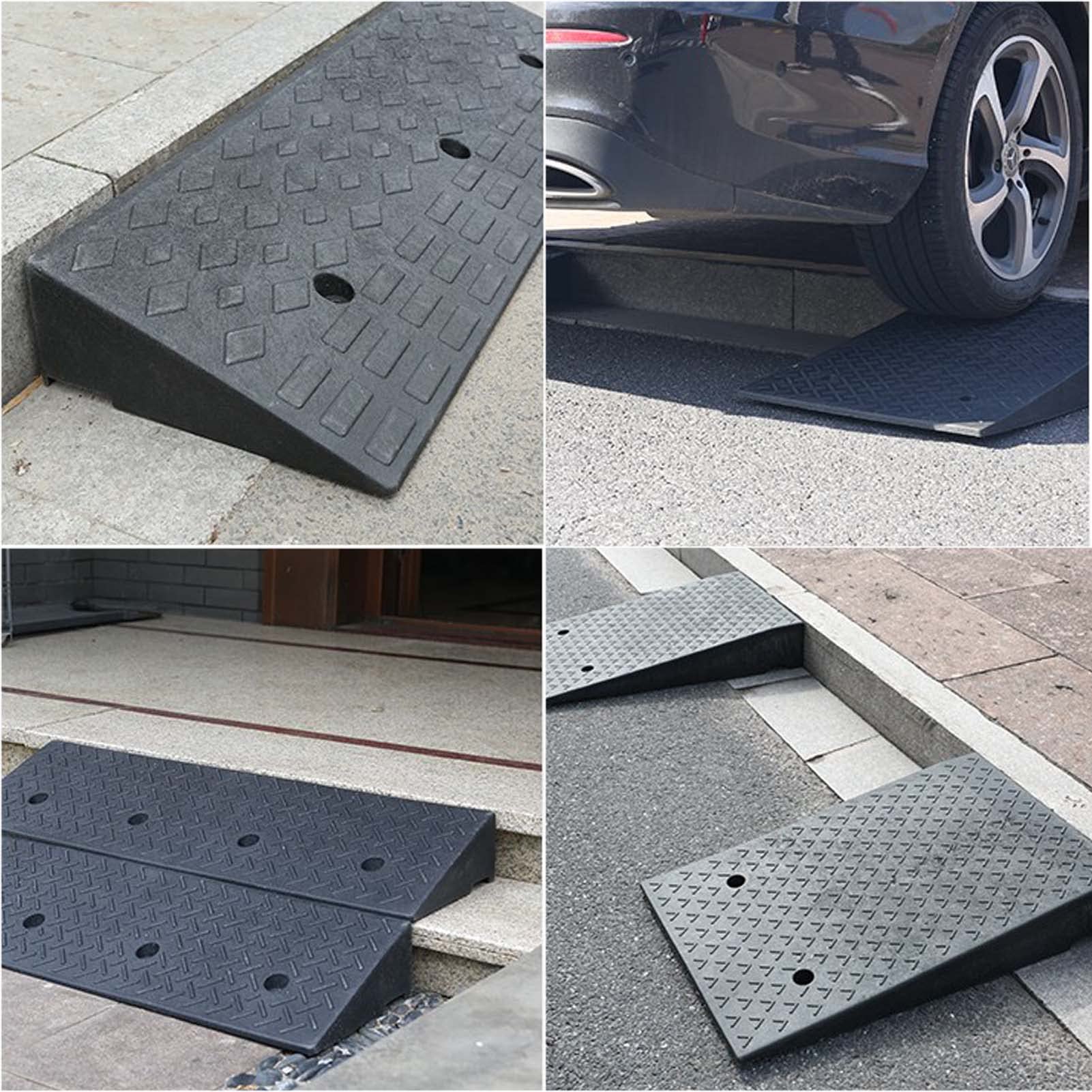 YSUEFIJO Rampe di Carico Auto, Rampa Carrabile per Marciapiede, Rampa Antiscivolo per Sedia a Rotelle, con Protezione da Sovrappamento, Rampe a Soglia per Caravan Bici Rotelle Accesso