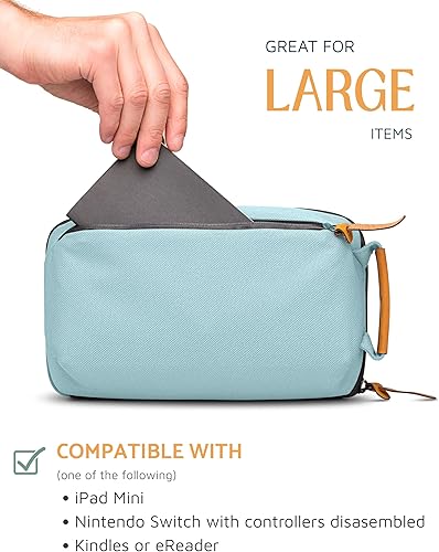 Vista 4 de Tech Bag Organizer - Pequeña bolsa organizadora de artículos electrónicos para viajes, funda de viaje premium con detalles de cuero, bolsillo